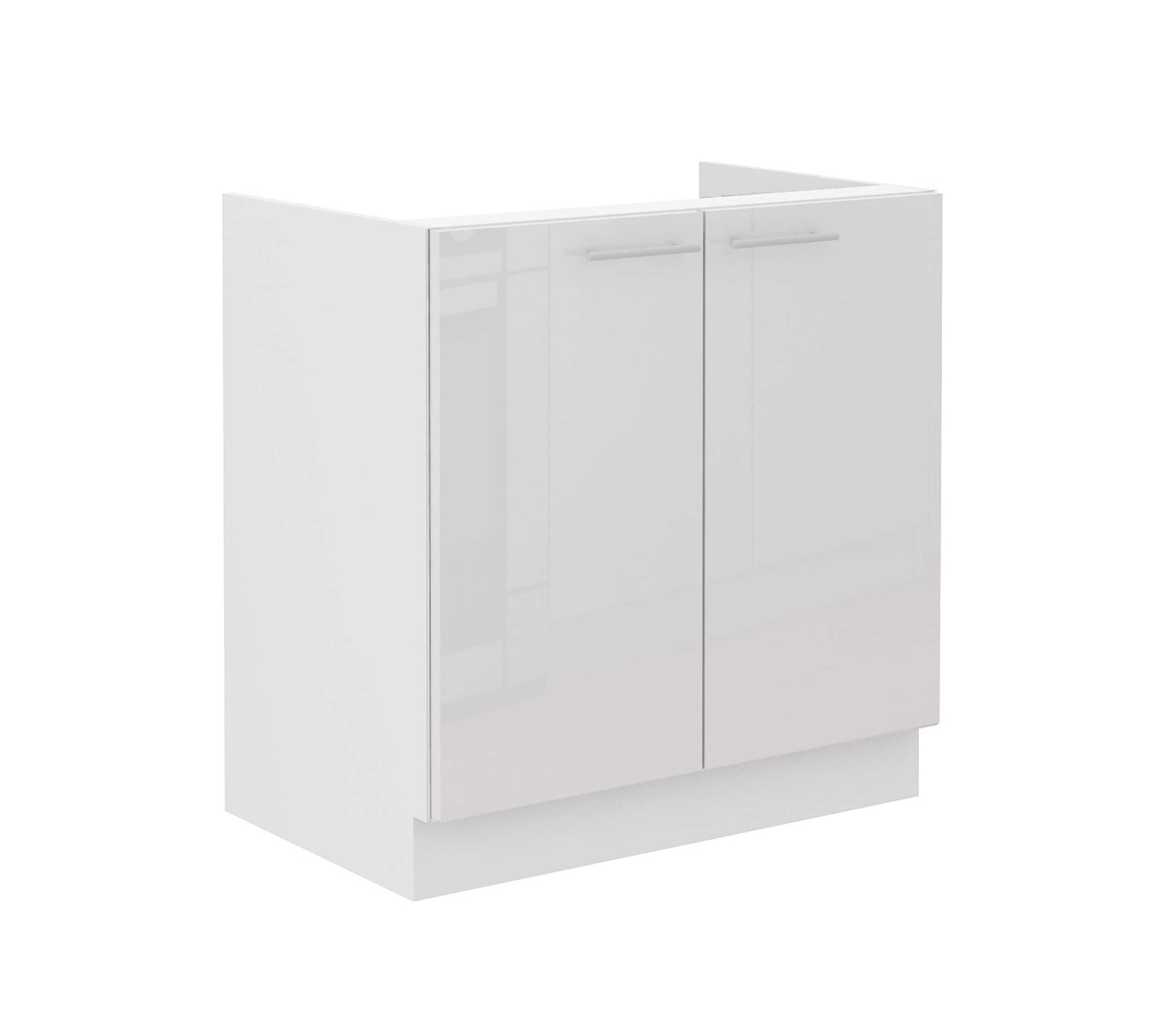 Sp&uuml;lenschrank 80 Lara Wei&szlig; Hochglanz + Wei&szlig; matt K&uuml;chenzeile K&uuml;chenblock K&uuml;che 