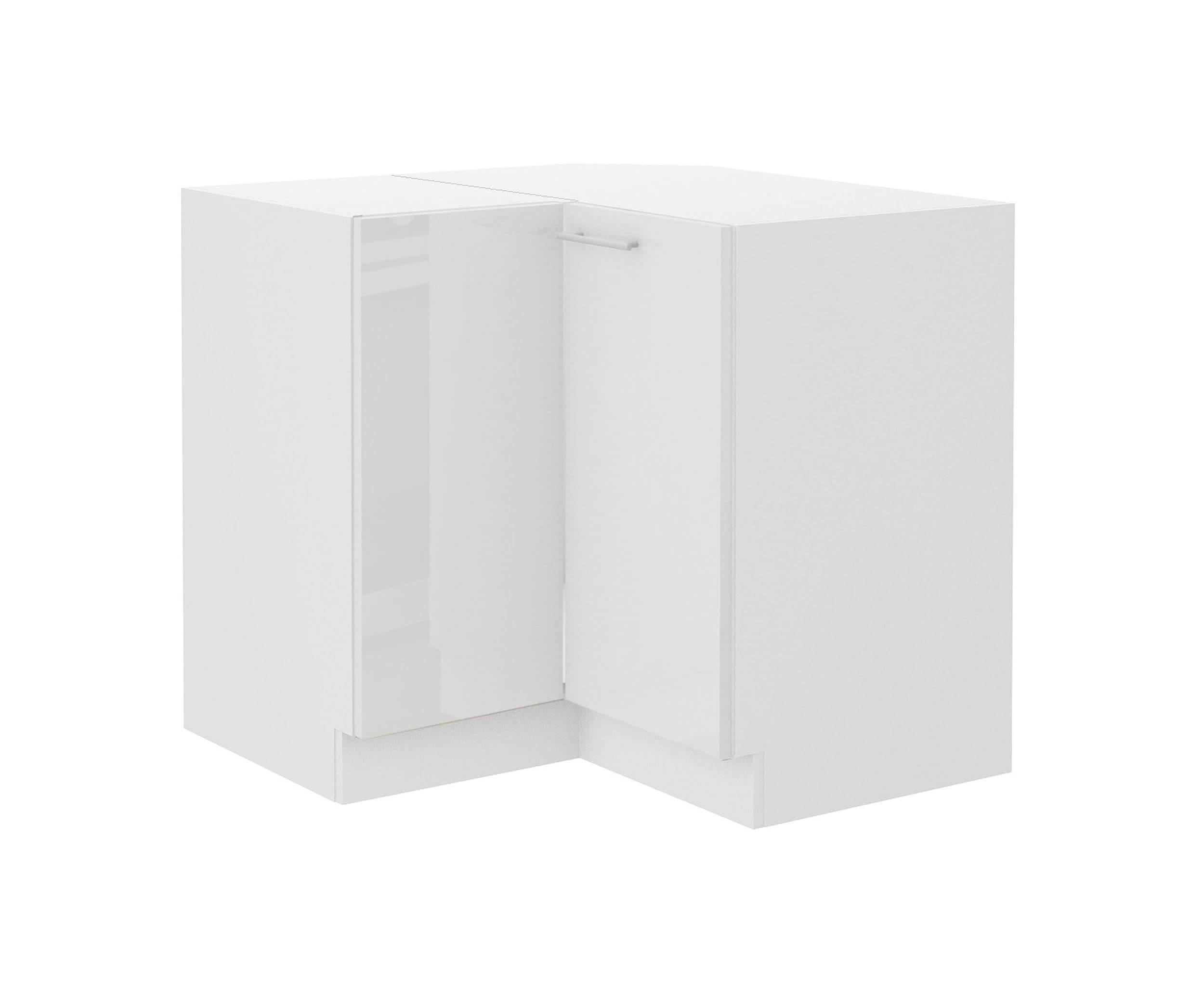 Eckunterschrank 90x90 Lara Wei&szlig; Hochglanz K&uuml;chenzeile K&uuml;chenblock K&uuml;che 