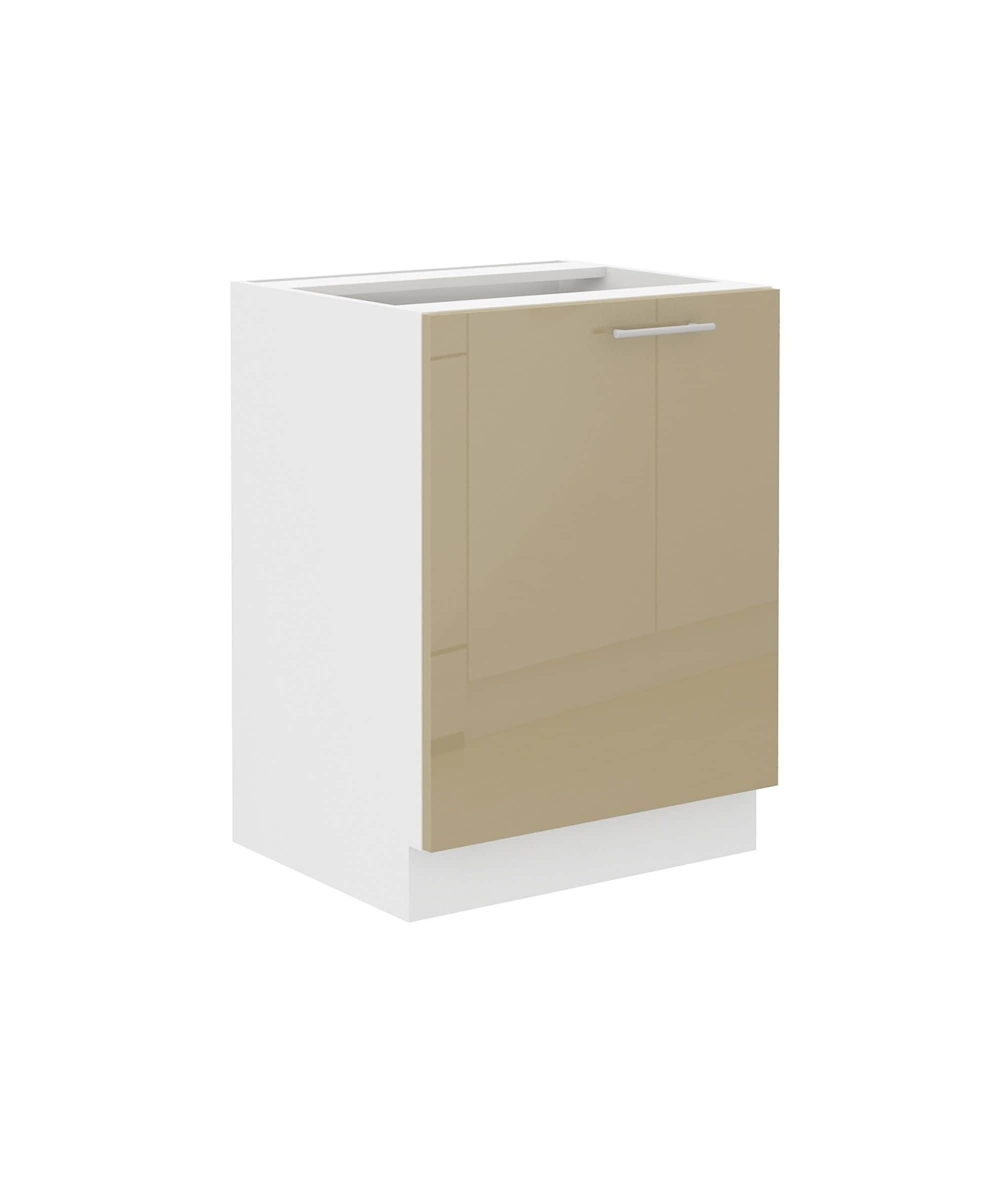 Unterschrank 60 Lara Cappuccino Hochglanz + Wei&szlig; K&uuml;chenzeile K&uuml;chenblock K&uuml;che 