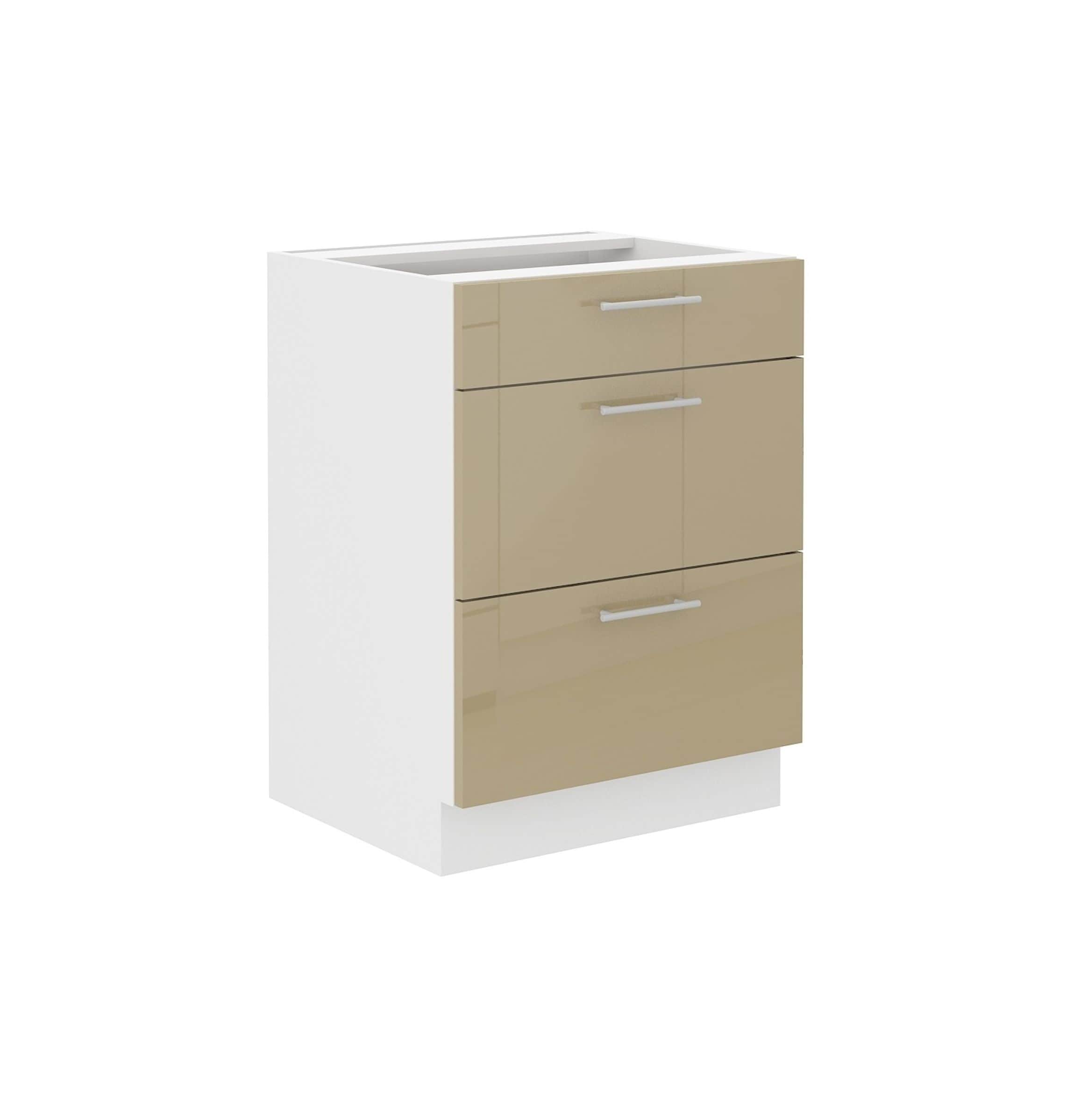 Unterschrank 60 Lara Cappuccino Hochglanz K&uuml;chenzeile K&uuml;chenblock Soft-Close 