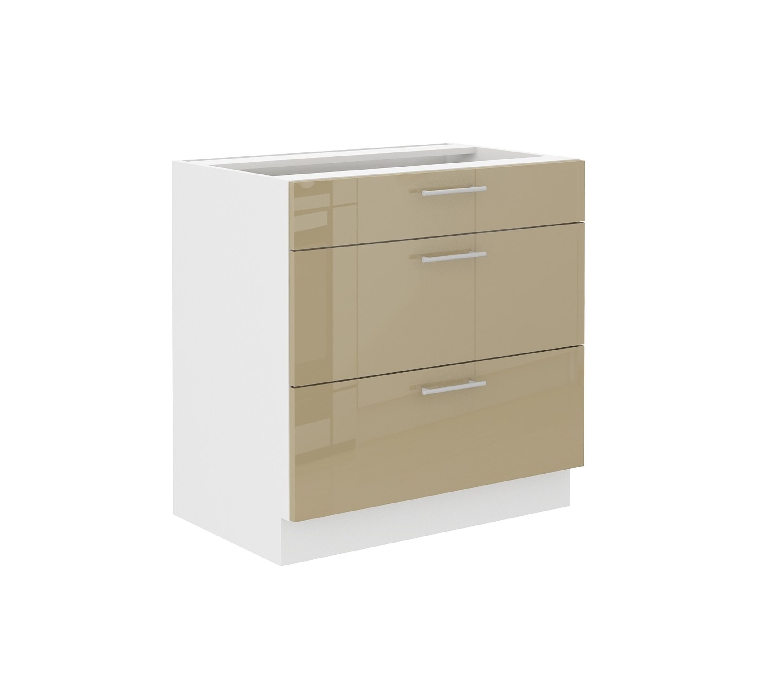 Unterschrank 80 Lara Cappuccino Hochglanz K&uuml;chenzeile K&uuml;chenblock Soft-Close 