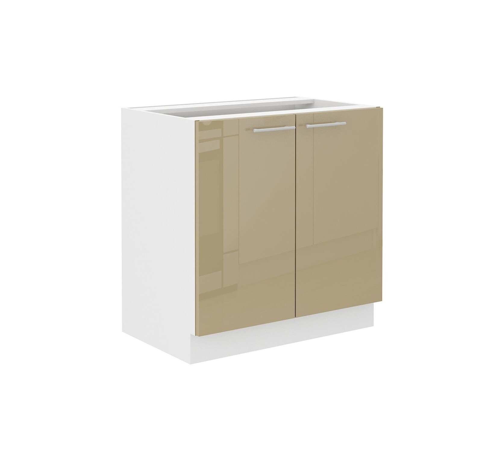 Unterschrank 80 Lara Cappuccino Hochglanz + Weiß matt Küchenzeile Küchenblock