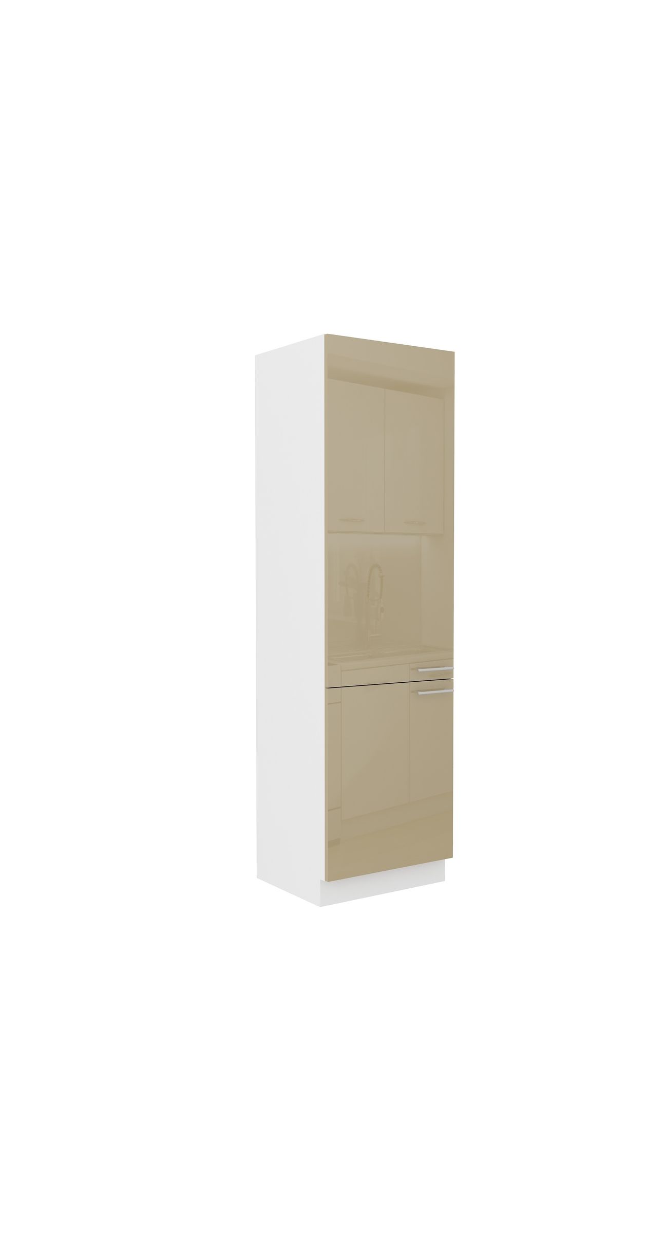 K&uuml;chen Hochschrank 60 cm Lara Cappuccino Hochglanz K&uuml;chenzeile K&uuml;chenblock K&uuml;che 