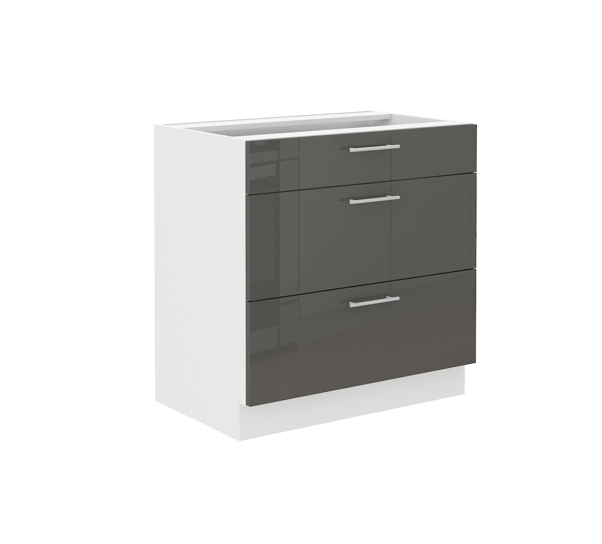 Unterschrank 80 Lara Grau Hochglanz K&uuml;chenzeile K&uuml;chenblock K&uuml;che Soft-Close 