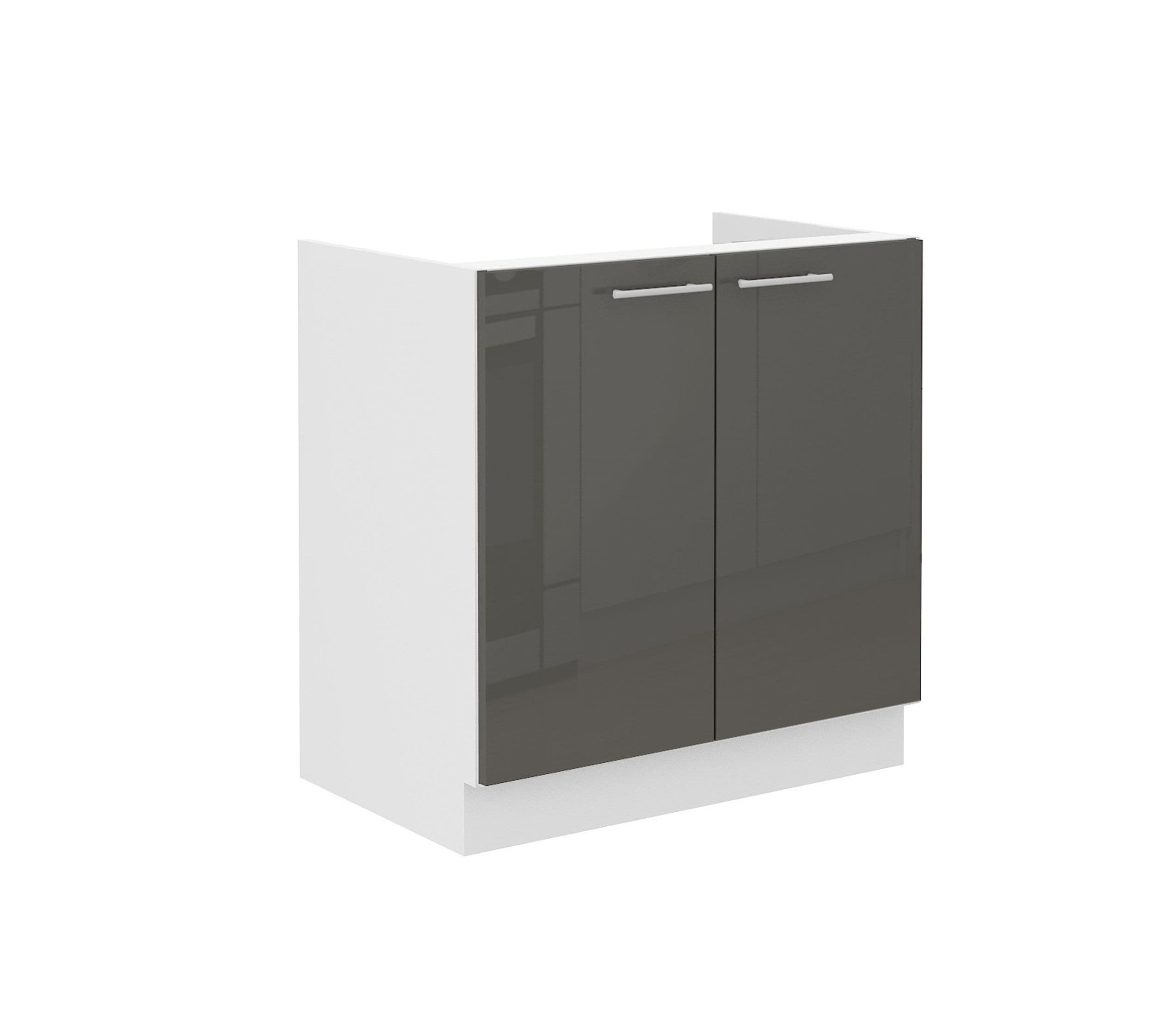 Sp&uuml;lenschrank 80 Lara Grau Hochglanz + Wei&szlig; matt K&uuml;chenzeile K&uuml;chenblock K&uuml;che 