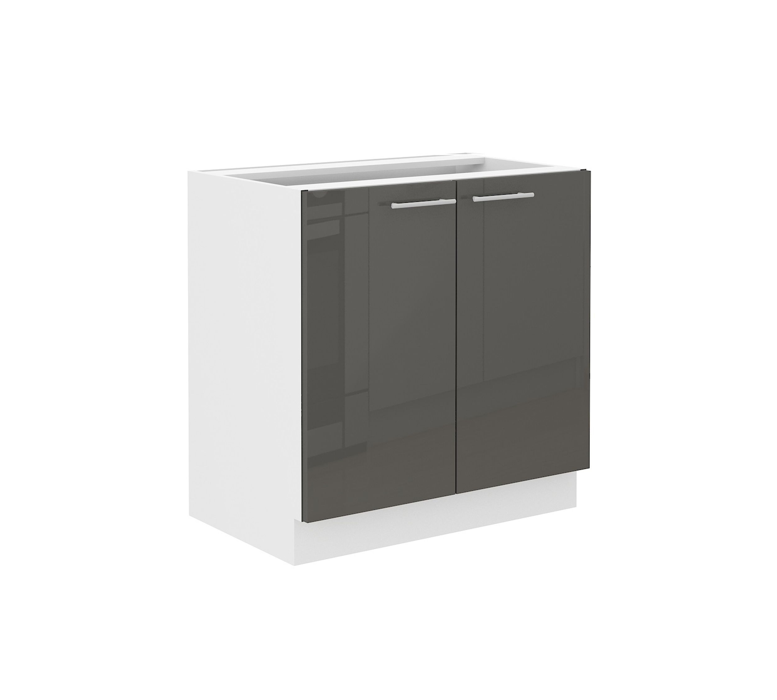 Unterschrank 80 Lara Grau Hochglanz + Wei&szlig; matt K&uuml;chenzeile K&uuml;chenblock K&uuml;che 