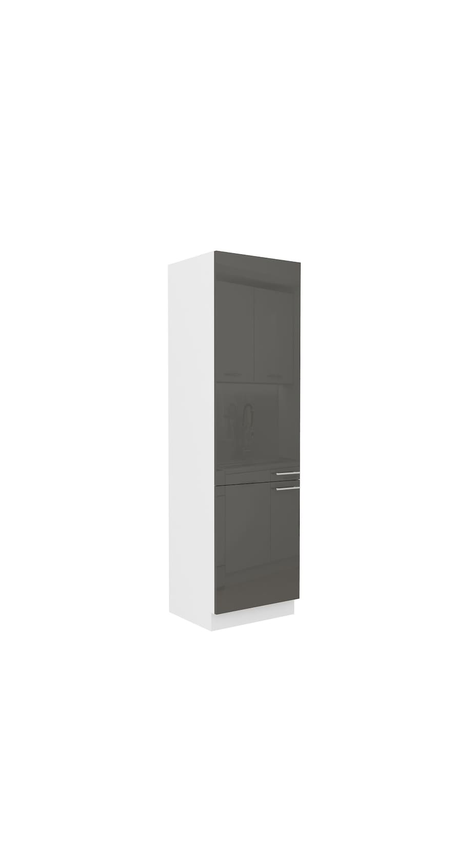 Küchen Hochschrank 60 cm Lara Grau Hochglanz Küchenzeile Küchenblock Küche