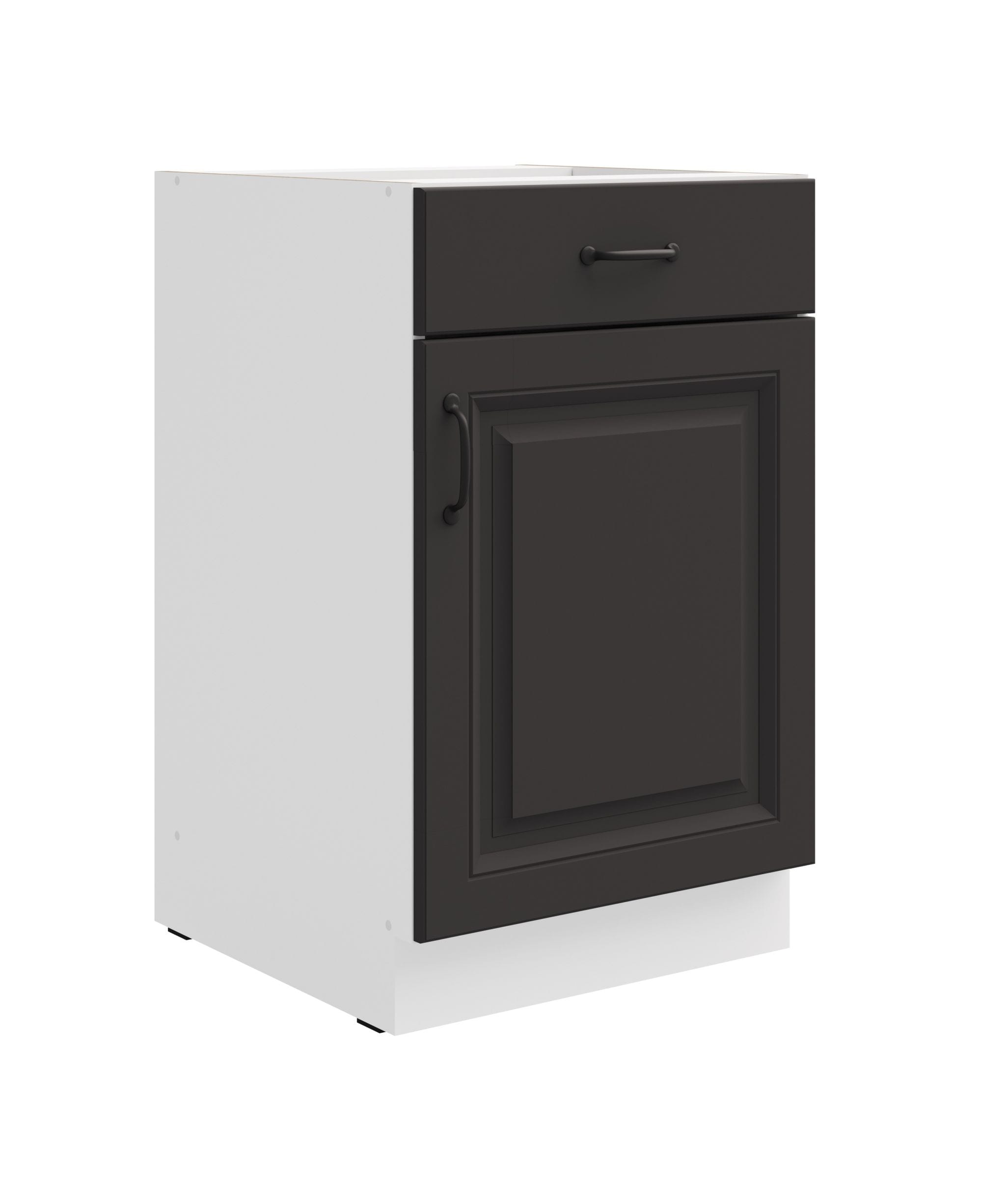 Unterschrank 50 cm Stilo Grau K&uuml;chenzeile Vollauszug Soft-Close K&uuml;che Landhaus 