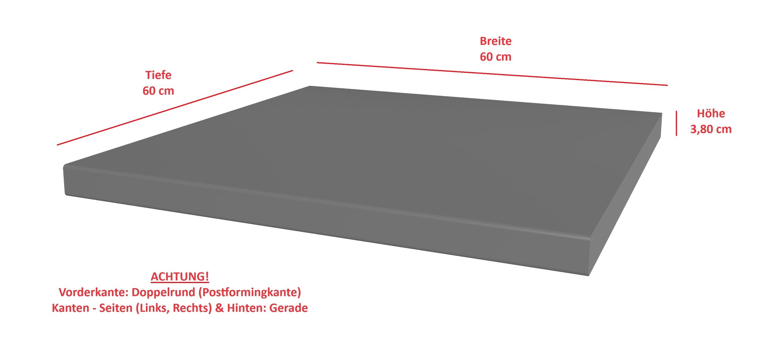 Arbeitsplatte 60 cm 38mm Anthrazit matt K&uuml;che Nessa Scandi Old Style Ava-AR Luna 