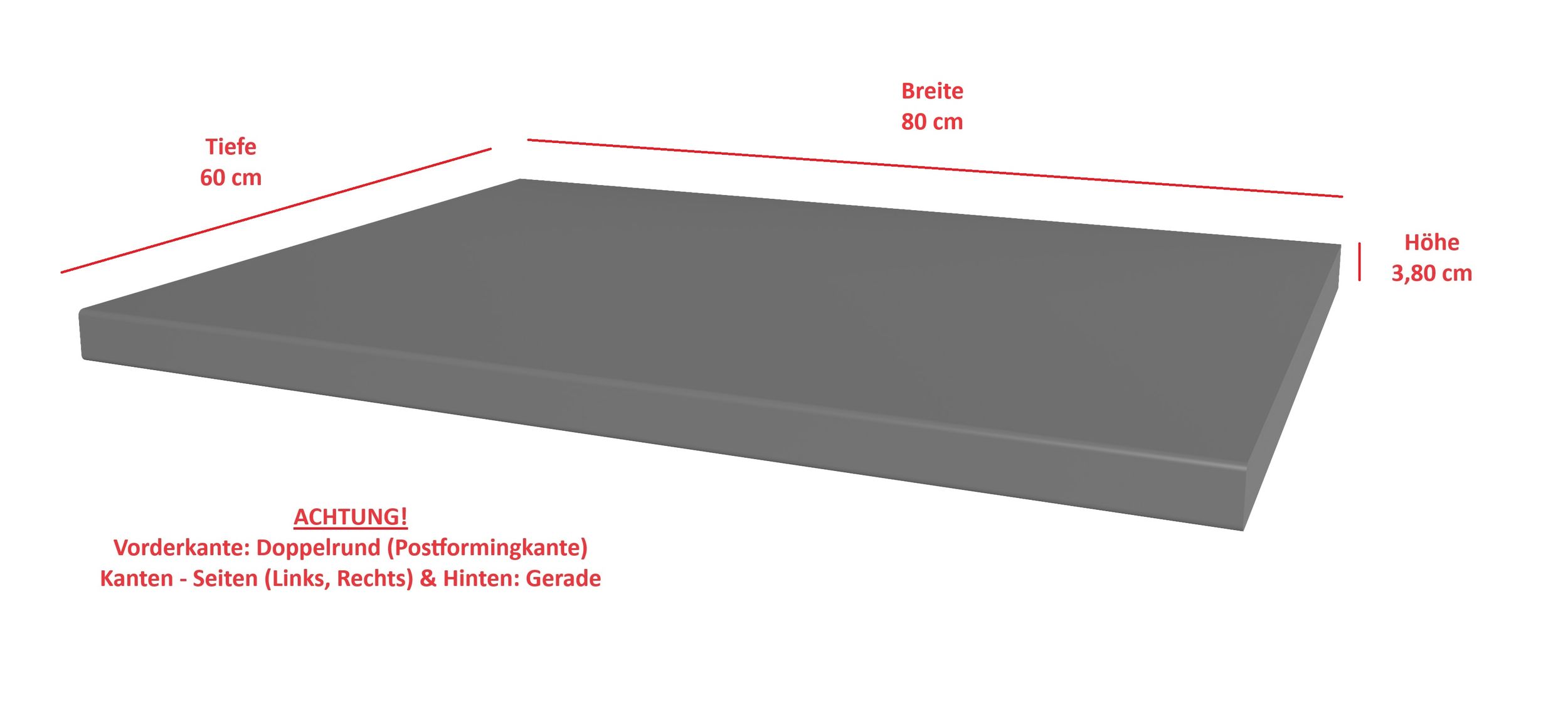 Arbeitsplatte 80 cm 38mm Anthrazit matt K&uuml;che Nessa Scandi Old Style Ava-AR Luna 