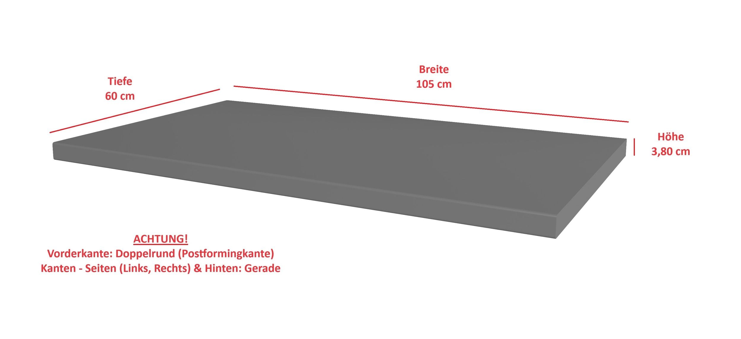 Arbeitsplatte 105cm 38mm Anthrazit matt K&uuml;che Nessa Scandi Old Style Ava-AR Luna 