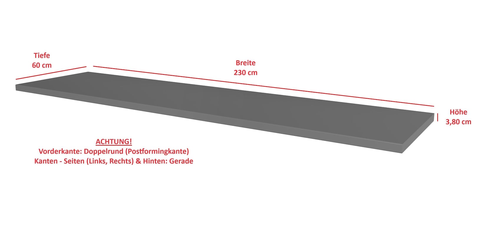 Arbeitsplatte 230cm 38mm Anthrazit matt Küche Nessa Scandi Old Style Ava-AR Luna
