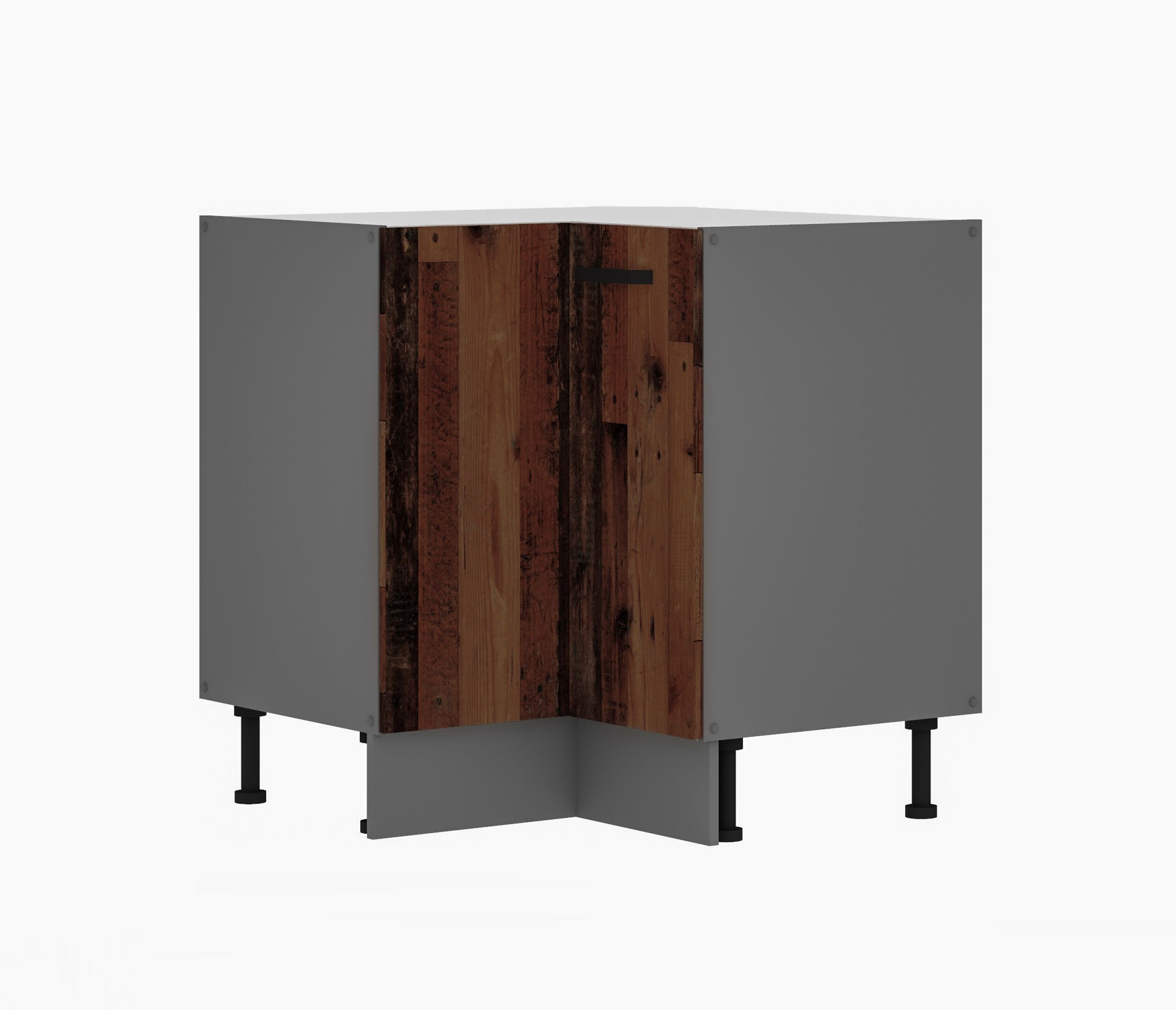 K&uuml;che OLD STYLE Eckunterschrank 90X90 Old Wood Anthrazit K&uuml;chenzeile Einbauk&uuml;che 