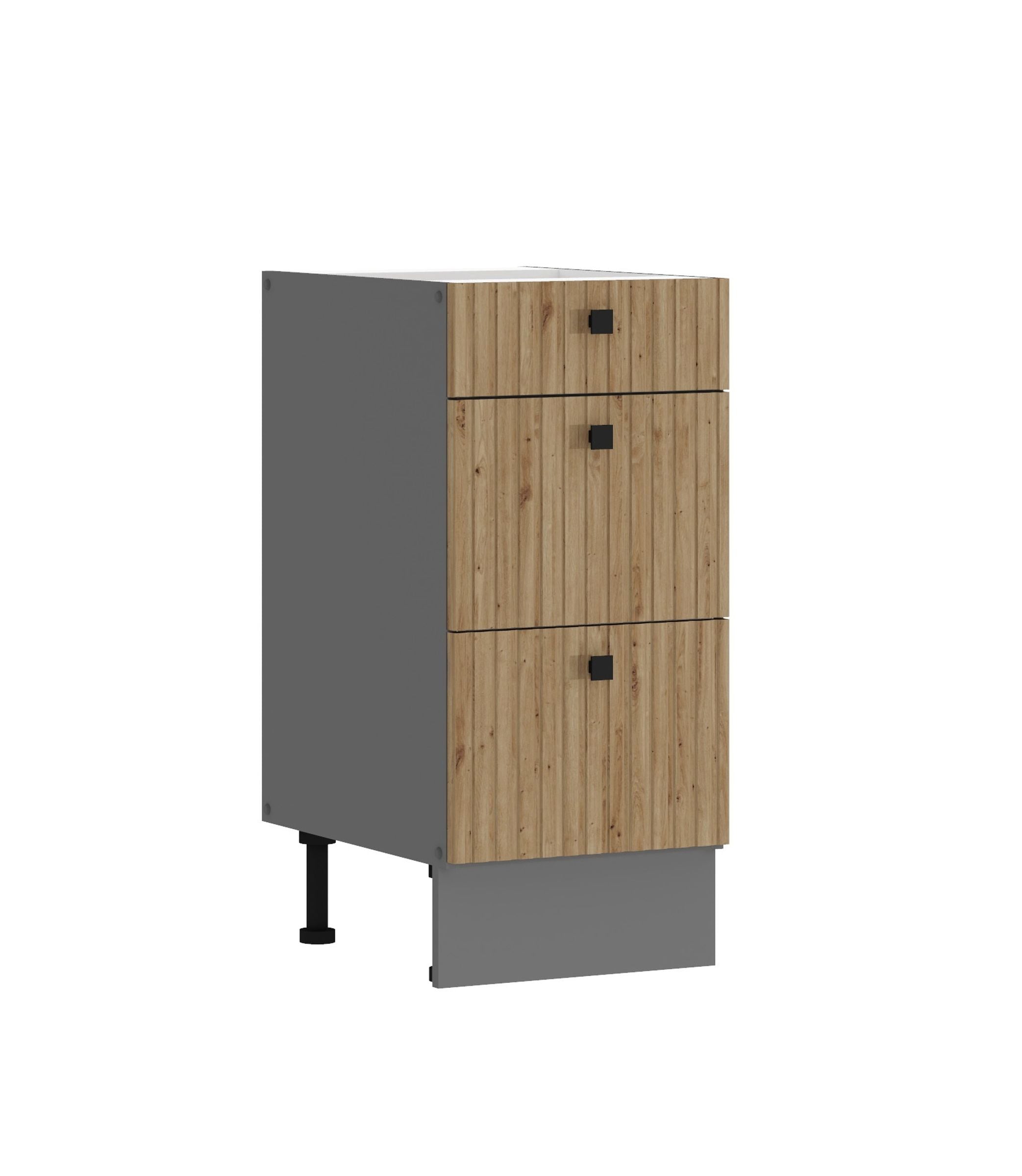 K&uuml;che AVA Artisan Unterschrank 40 cm Lamellenoptik K&uuml;chenzeile Einbauk&uuml;che 