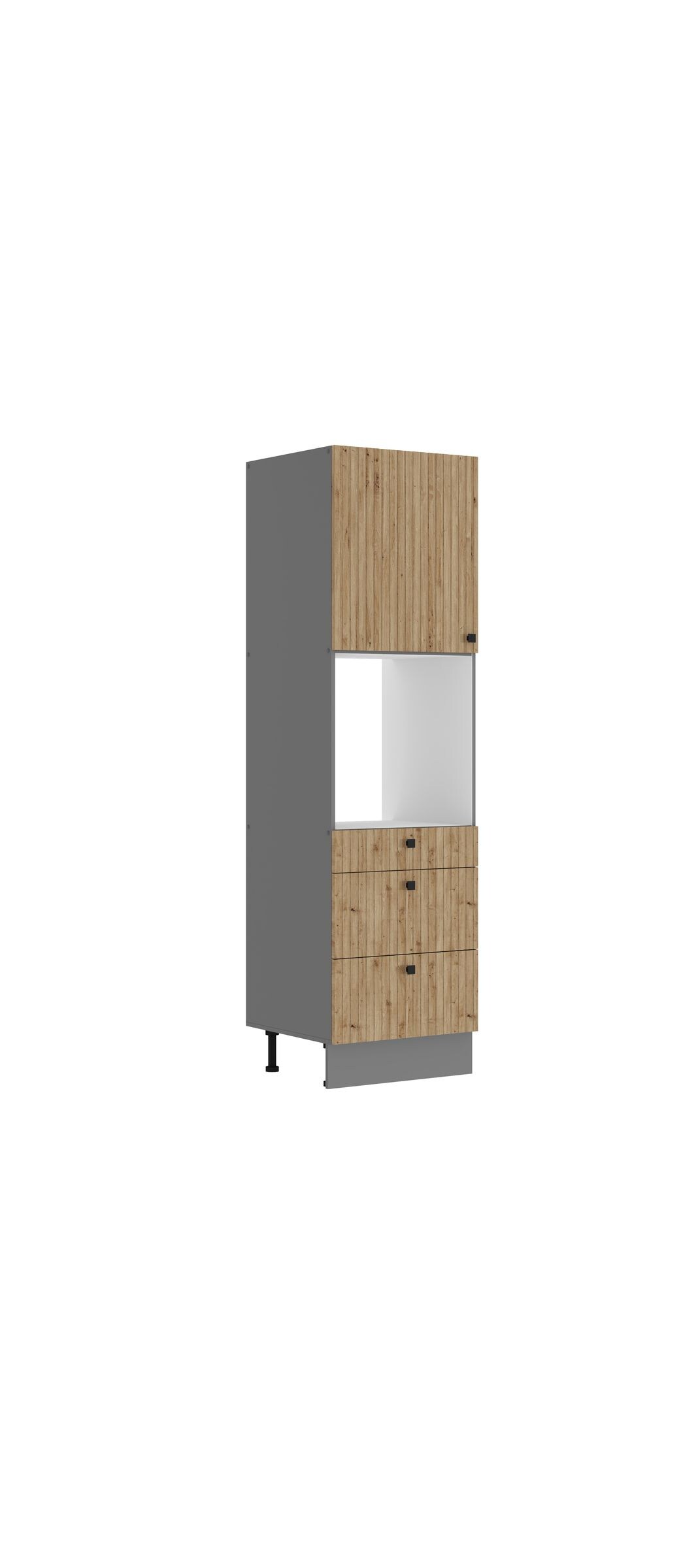 K&uuml;che AVA Artisan Hochschrank 60 cm Lamellenoptik K&uuml;chenzeile Einbauk&uuml;che 