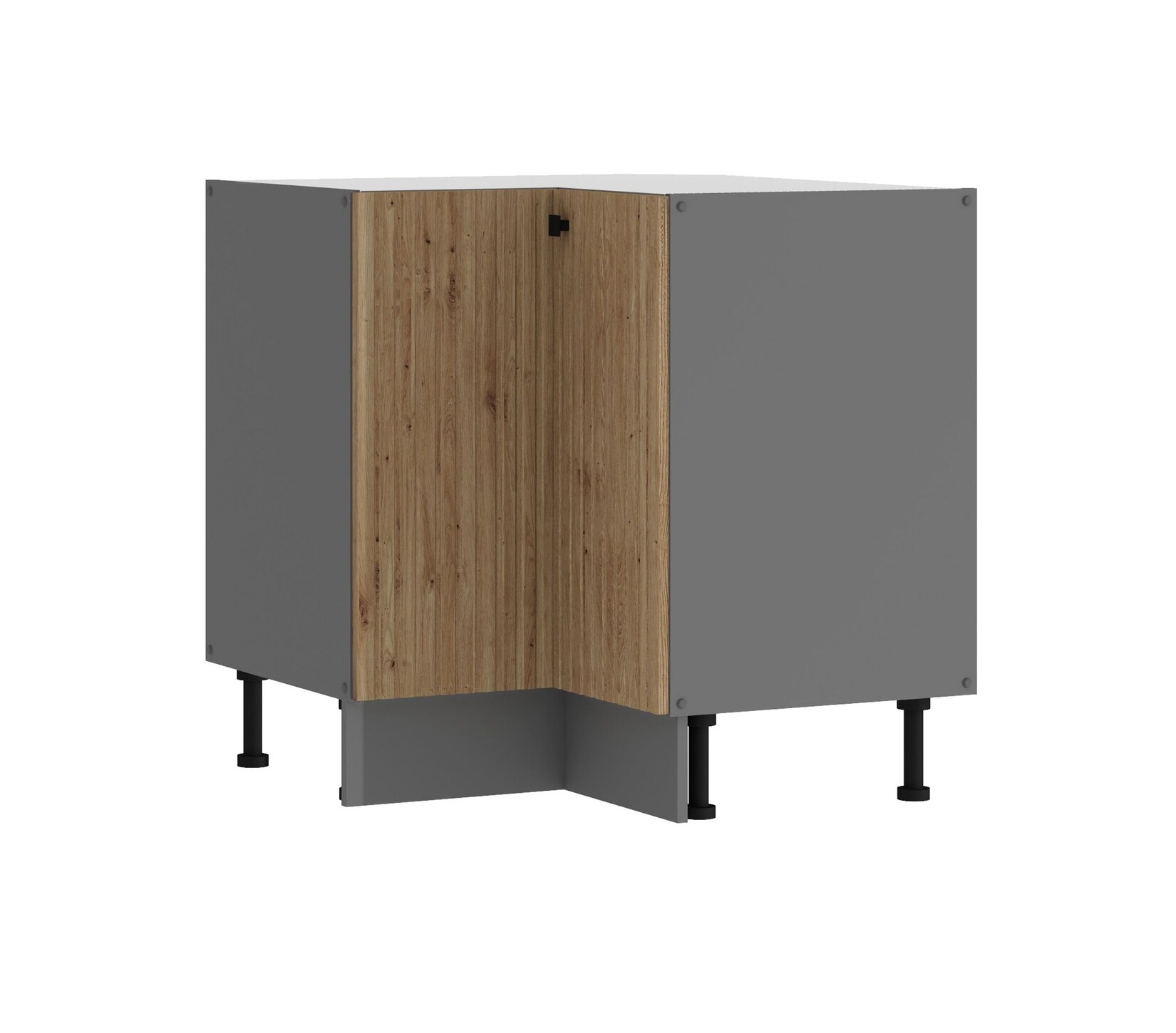 Küche AVA Artisan Eckunterschrank 90X90 cm Lamellenoptik Küchenzeile Einbauküche