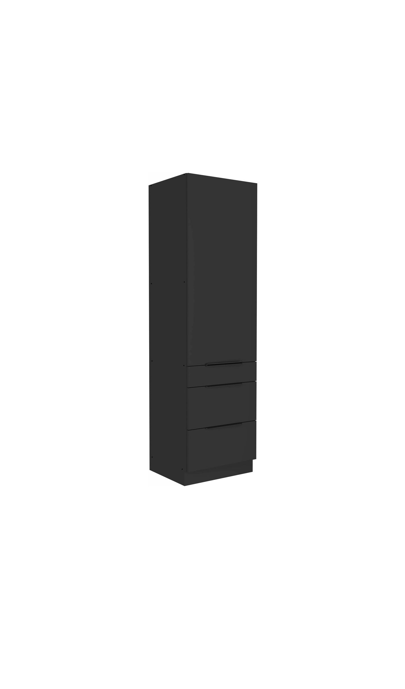 K&uuml;chen Hochschrank 60 cm SIENA Schwarz K&uuml;chenzeile K&uuml;chenblock K&uuml;che Einbauk&uuml;che 