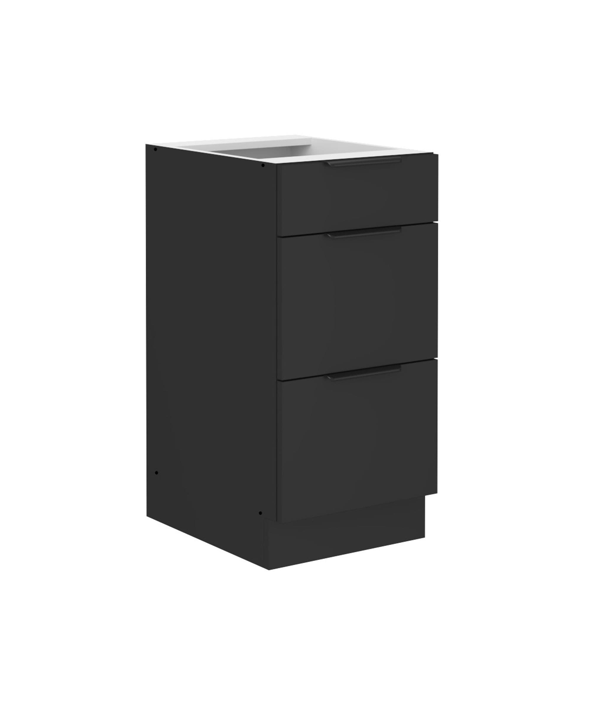 K&uuml;chen Unterschrank 40 cm SIENA Schwarz Vollauszug Soft-Close K&uuml;che K&uuml;chenzeile 