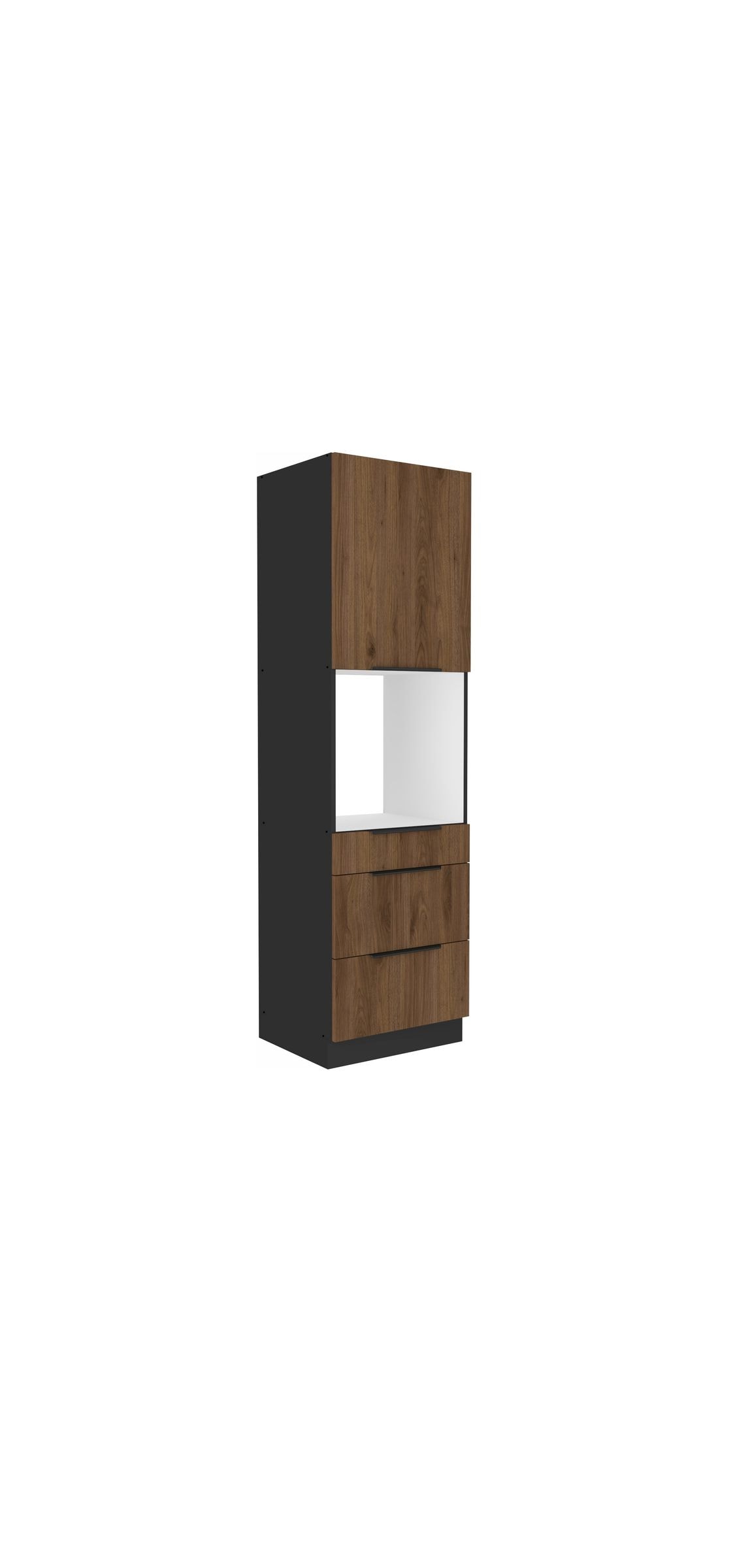 K&uuml;chen Hochschrank 60 cm MONZA Okapi Nu&szlig;baum K&uuml;chenzeile K&uuml;chenblock K&uuml;che 