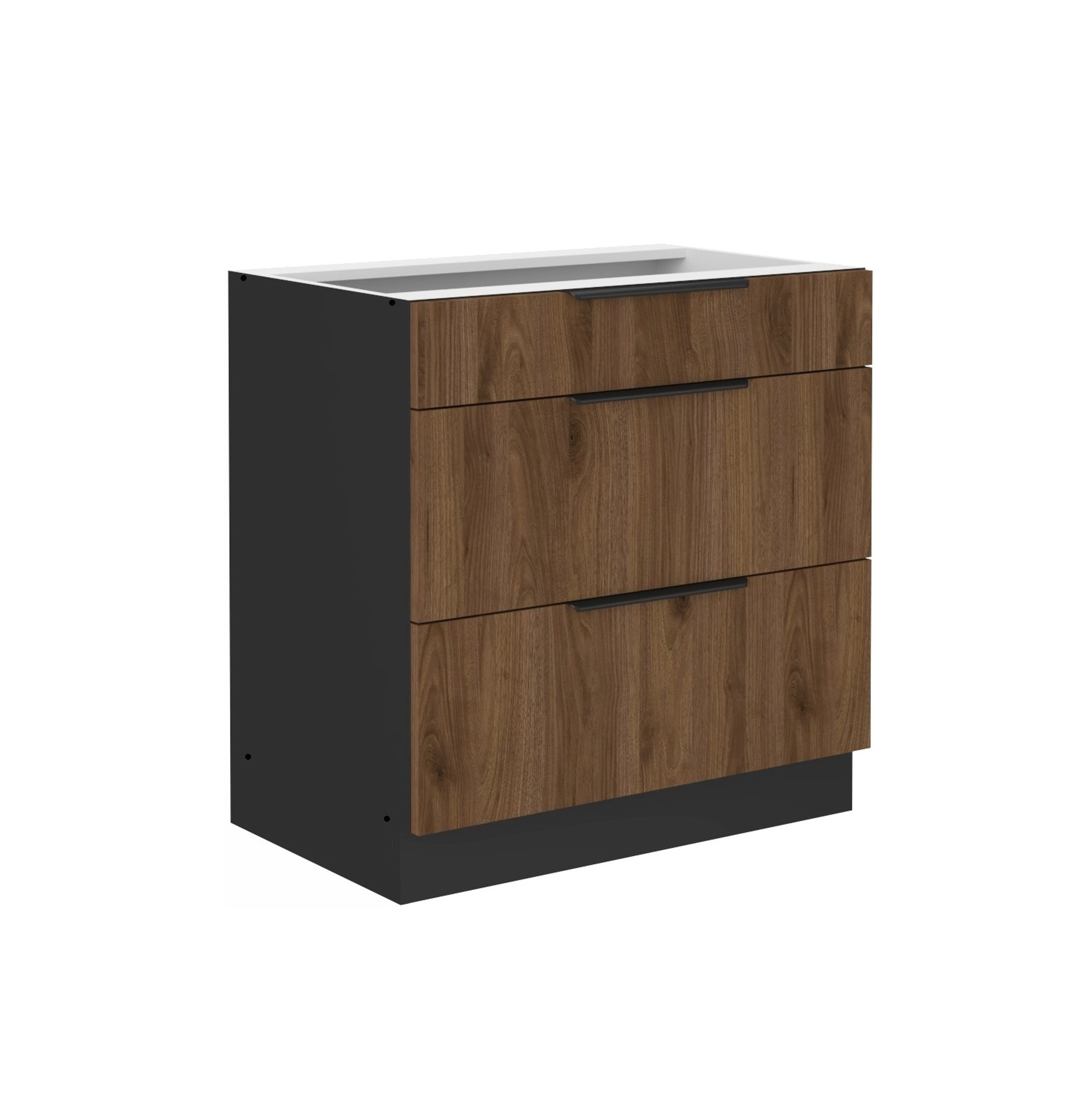 K&uuml;chen Unterschrank 80 cm K&uuml;che MONZA Okapi Nu&szlig;baum Soft-Close K&uuml;chenzeile 