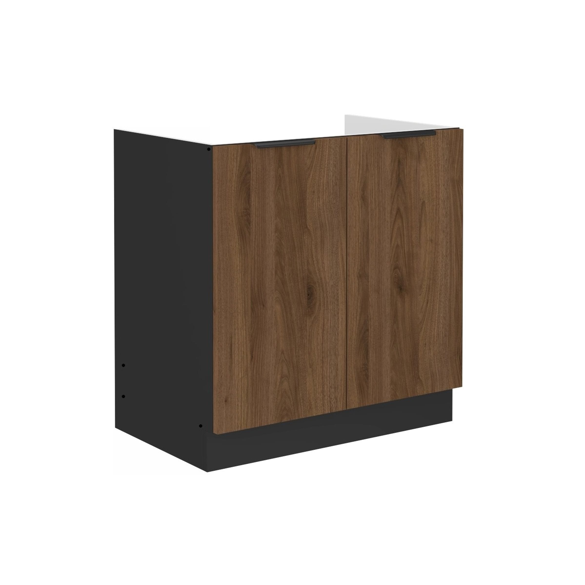 K&uuml;chen Sp&uuml;lenunterschrank 80 cm K&uuml;che MONZA Okapi Nu&szlig;baum K&uuml;chenzeile 