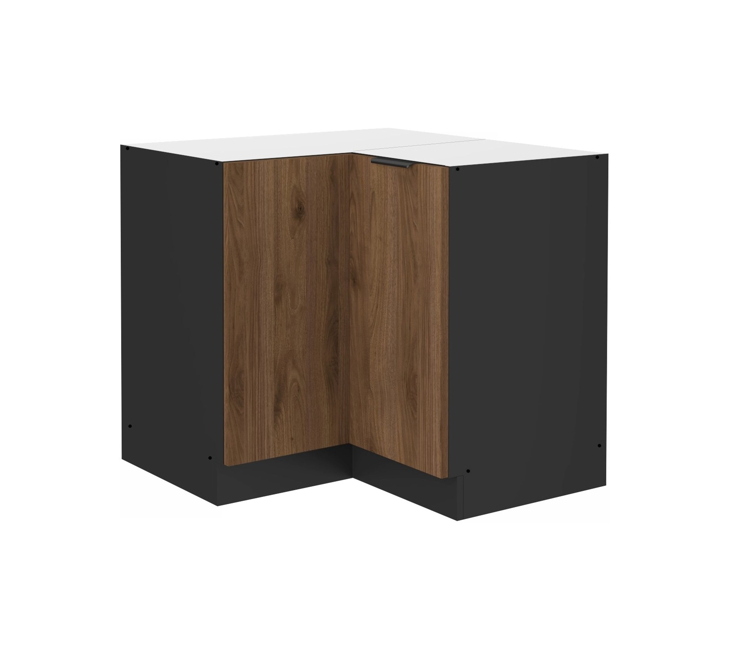 K&uuml;chen Eckunterschrank 90x90 cm K&uuml;che MONZA Okapi Nu&szlig;baum K&uuml;chenzeile 