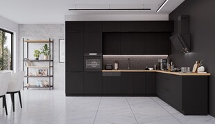 Winkelküche SIENA 350x290 cm Küchenzeile Eckküche Küche Schwarz matt XL Stauraum 