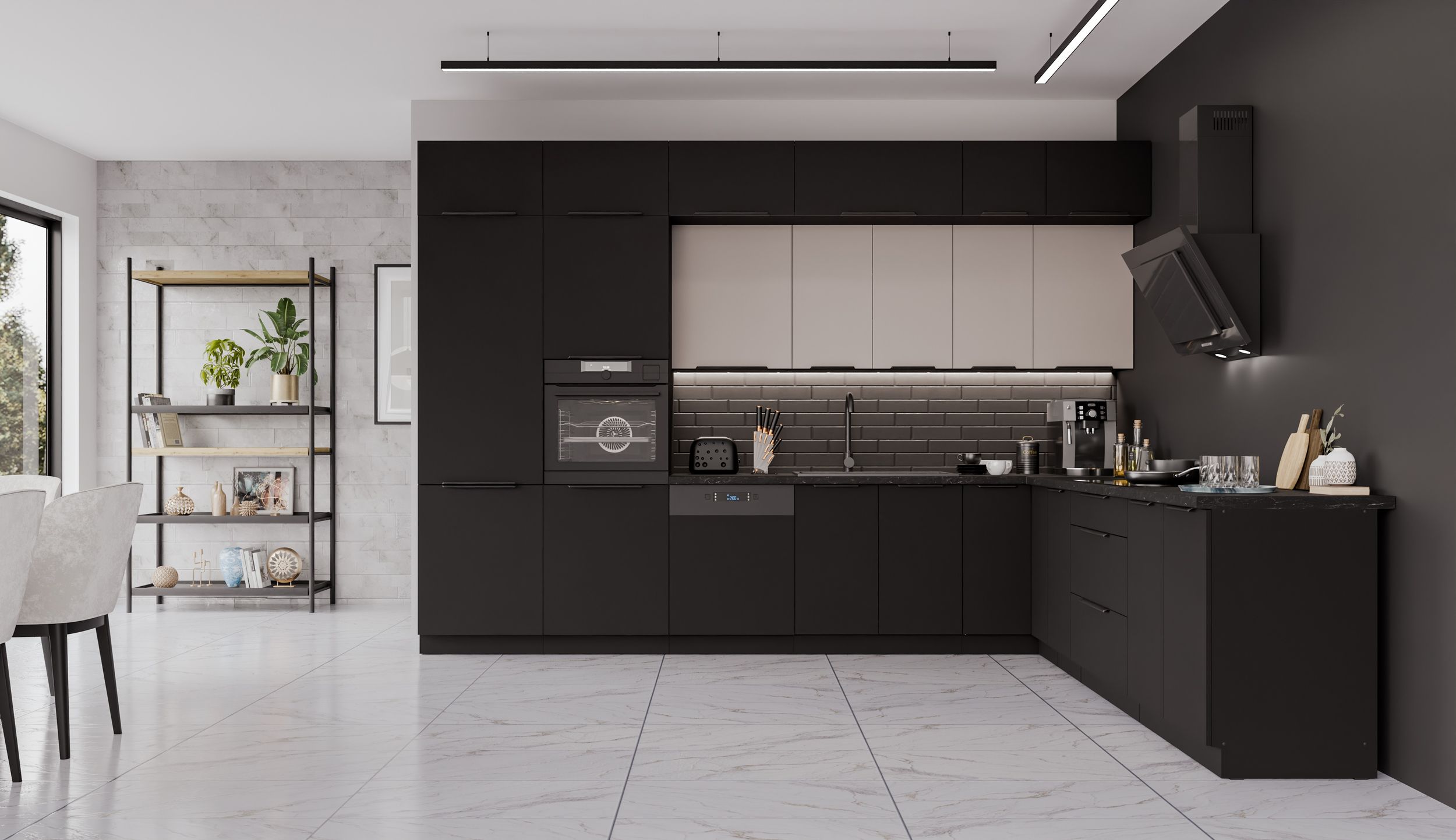 Winkelk&uuml;che SIENA + ARONA 350x290 cm K&uuml;chenzeile Eckk&uuml;che K&uuml;che XL Stauraum 