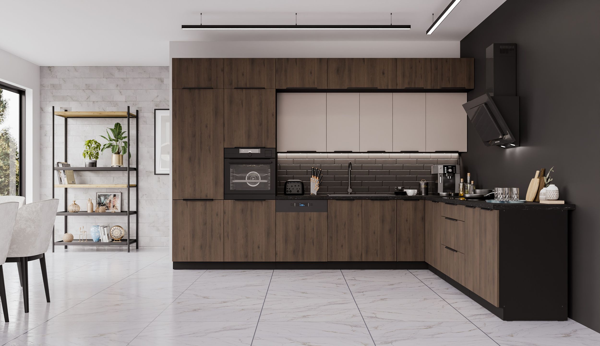 Winkelk&uuml;che MONZA ARONA 350x290 K&uuml;chenzeile Eckk&uuml;che K&uuml;che Kaschmir XL Stauraum 