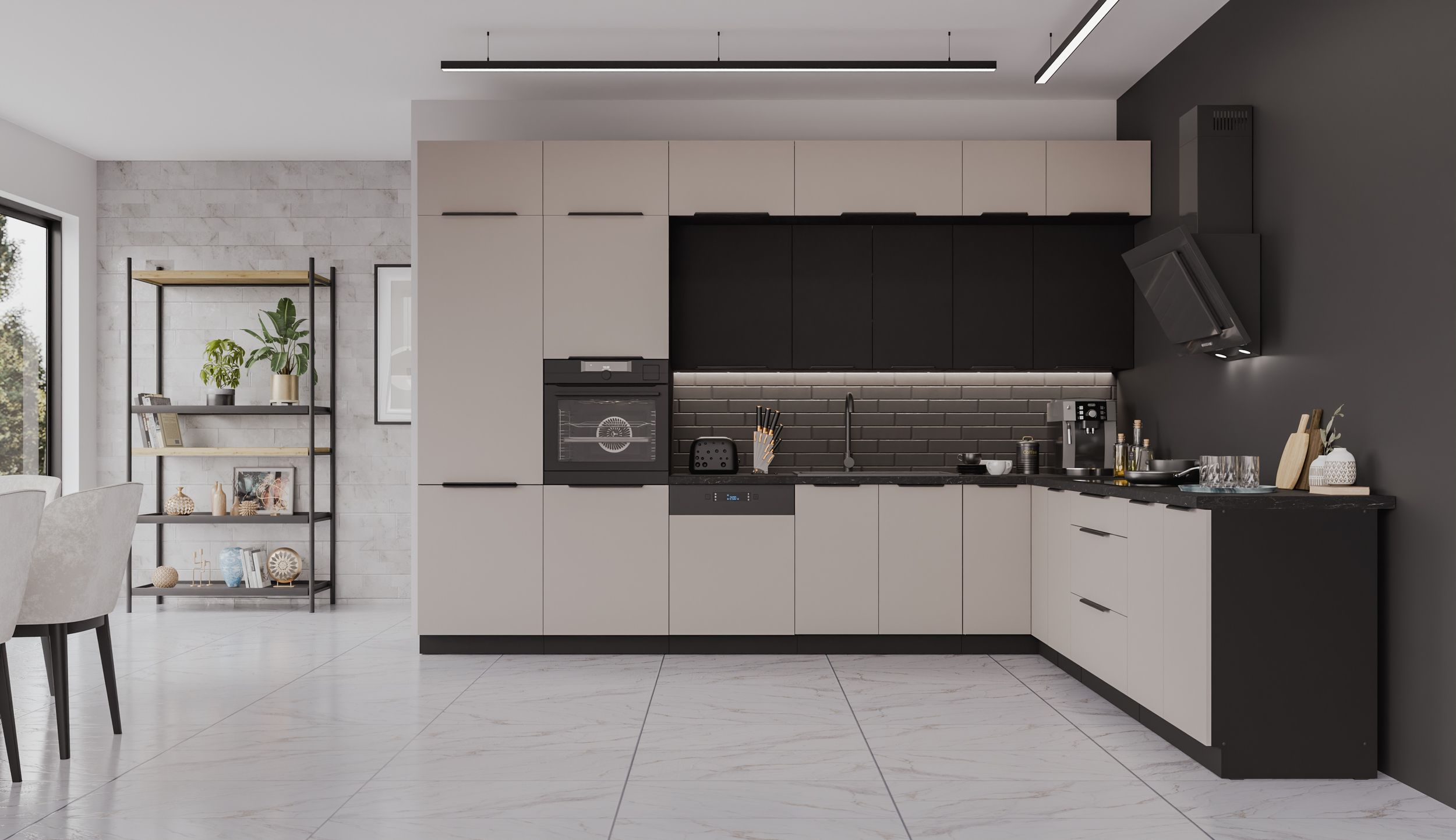 Winkelk&uuml;che ARONA SIENA 350x290 K&uuml;chenzeile Eckk&uuml;che K&uuml;che Kaschmir XL Stauraum 