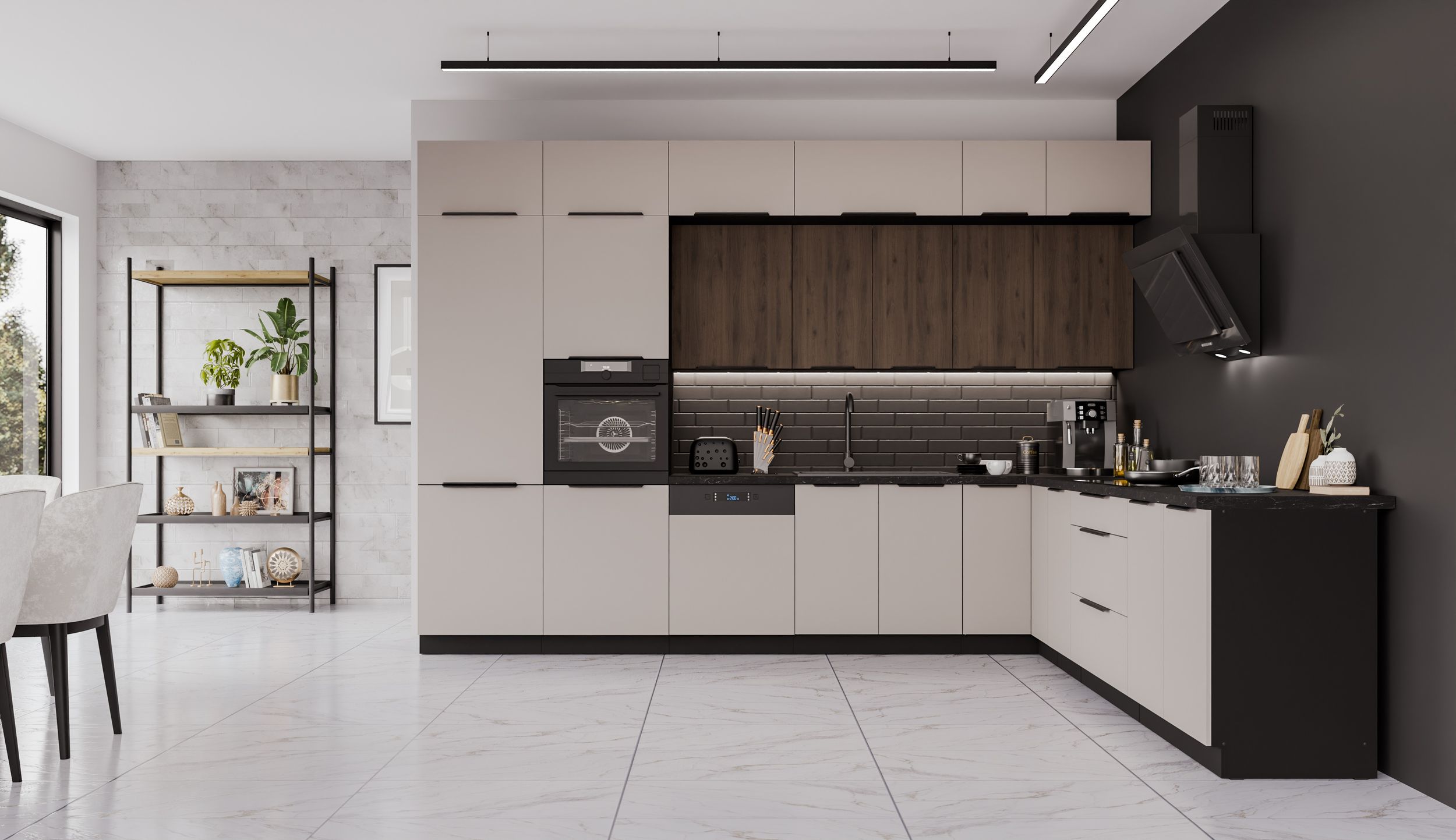 Winkelk&uuml;che ARONA MONZA 350x290 K&uuml;chenzeile Eckk&uuml;che K&uuml;che Kaschmir XL Stauraum 