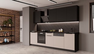 Küche ARONA SIENA BASIC 280 Küchenzeile Küchenblock Einbauküche Kaschmir Schwarz 