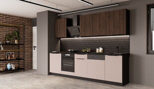 Küche ARONA MONZA BASIC 280 Küchenzeile Küchenblock Einbauküche Nußbaum Kaschmir 