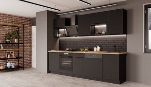 Küche SIENA BASIC LOFT 280 cm Küchenzeile Küchenblock Einbauküche Schwarz matt 