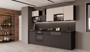 Küche SIENA + ARONA BASIC LOFT 280 Küchenzeile Küchenblock Einbauküche Kaschmir 