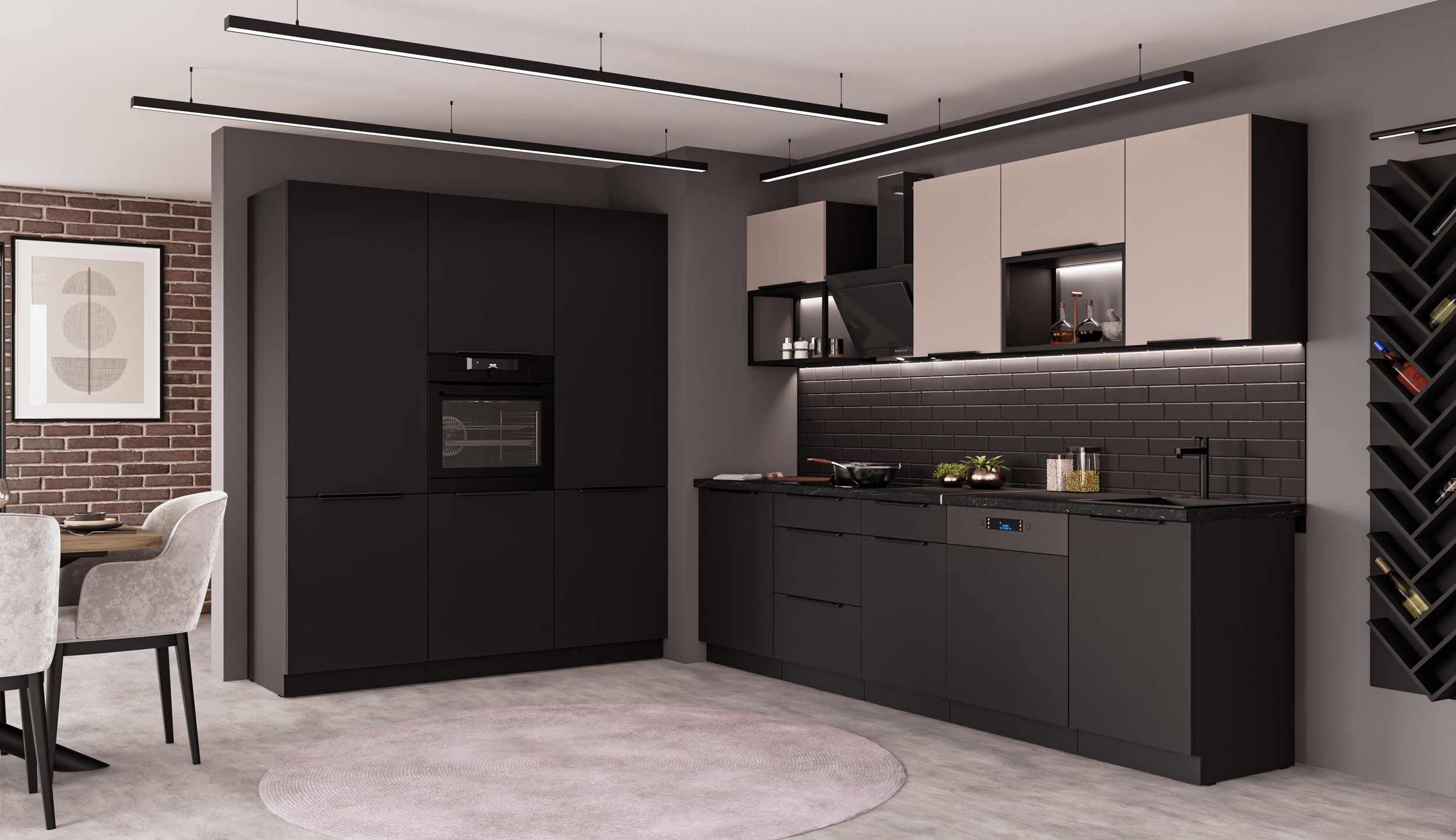 K&uuml;che SIENA + ARONA LOFT 280 + 180 K&uuml;chenzeile K&uuml;chenblock Einbauk&uuml;che Kaschmir 