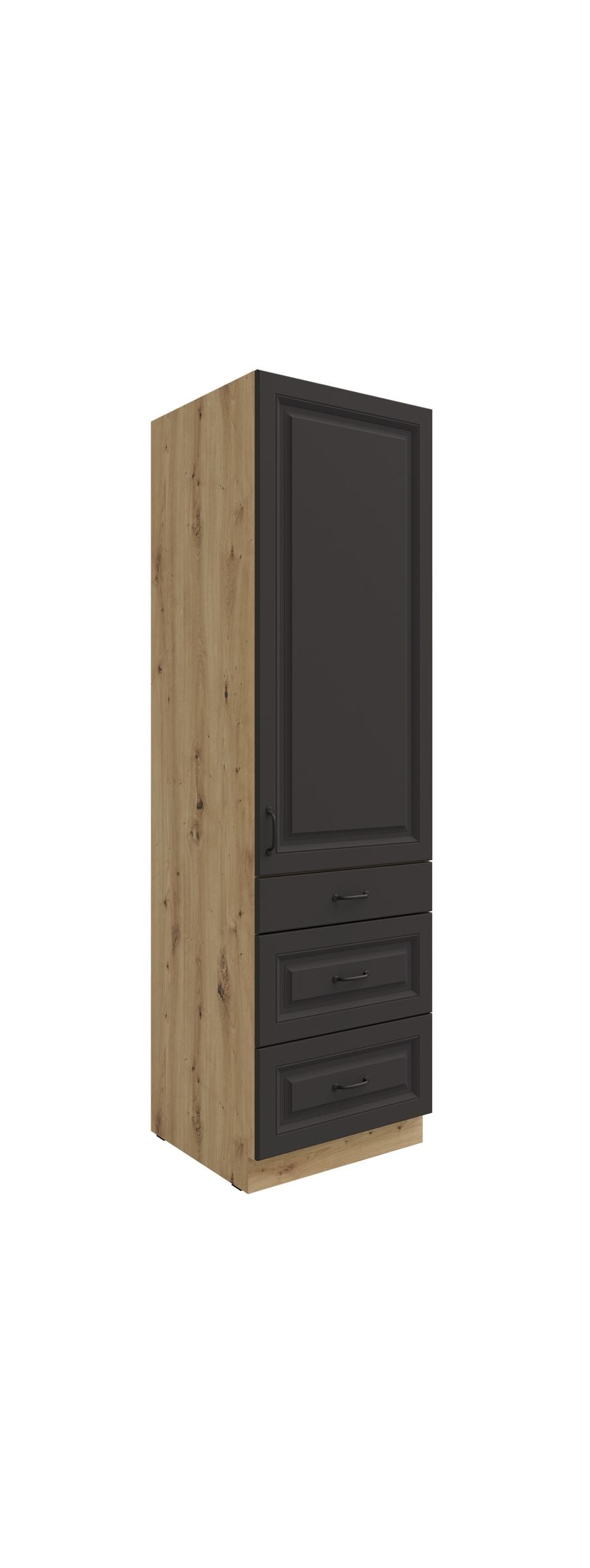 K&uuml;chen Hochschrank 60 cm Stilo Grau K&uuml;chenzeile K&uuml;chenblock mit Schubladen 