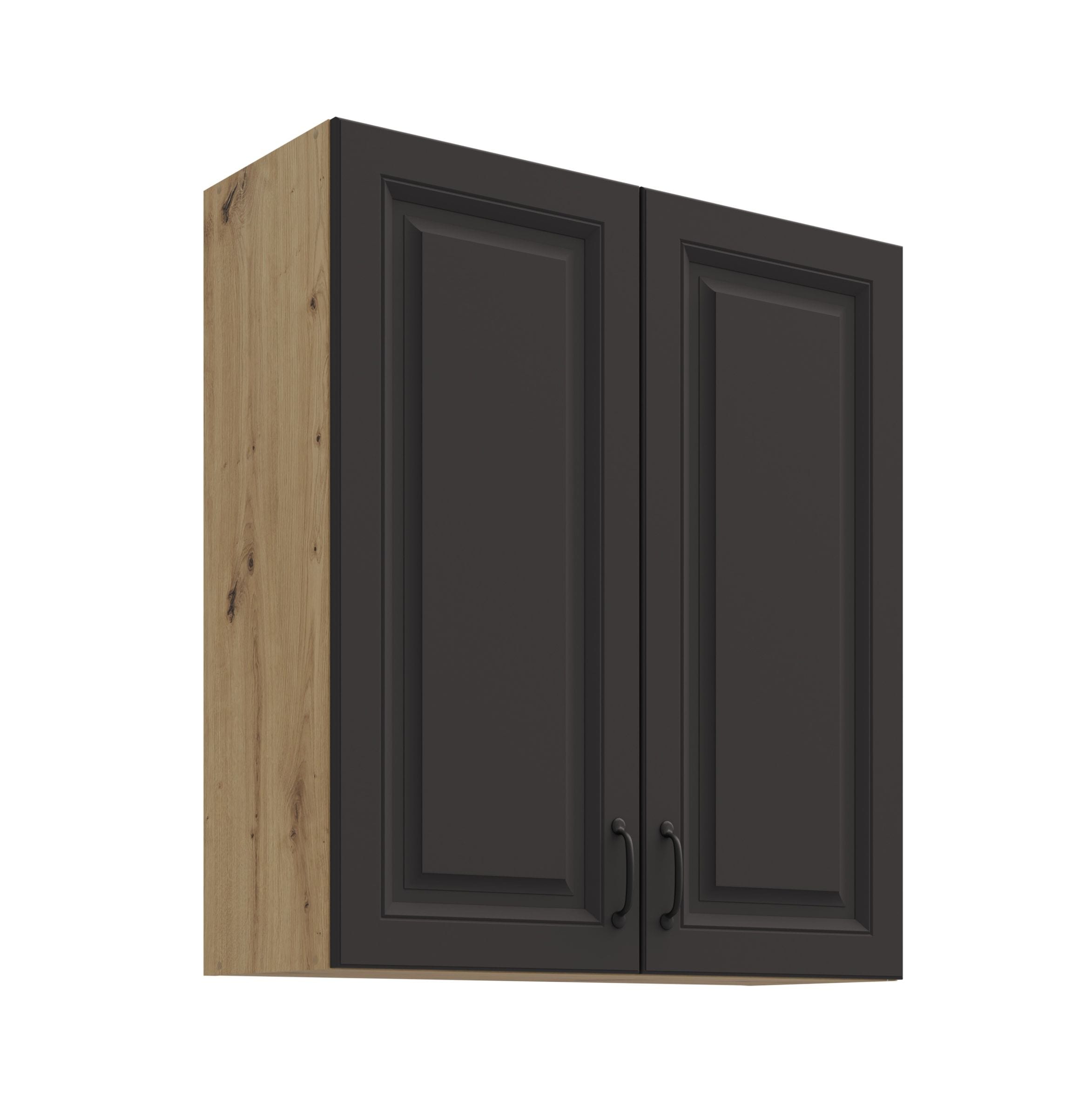 H&auml;ngeschrank 80 cm Stilo Grau K&uuml;chenzeile K&uuml;chenblock K&uuml;che Landhaus H&ouml;he 90 cm 