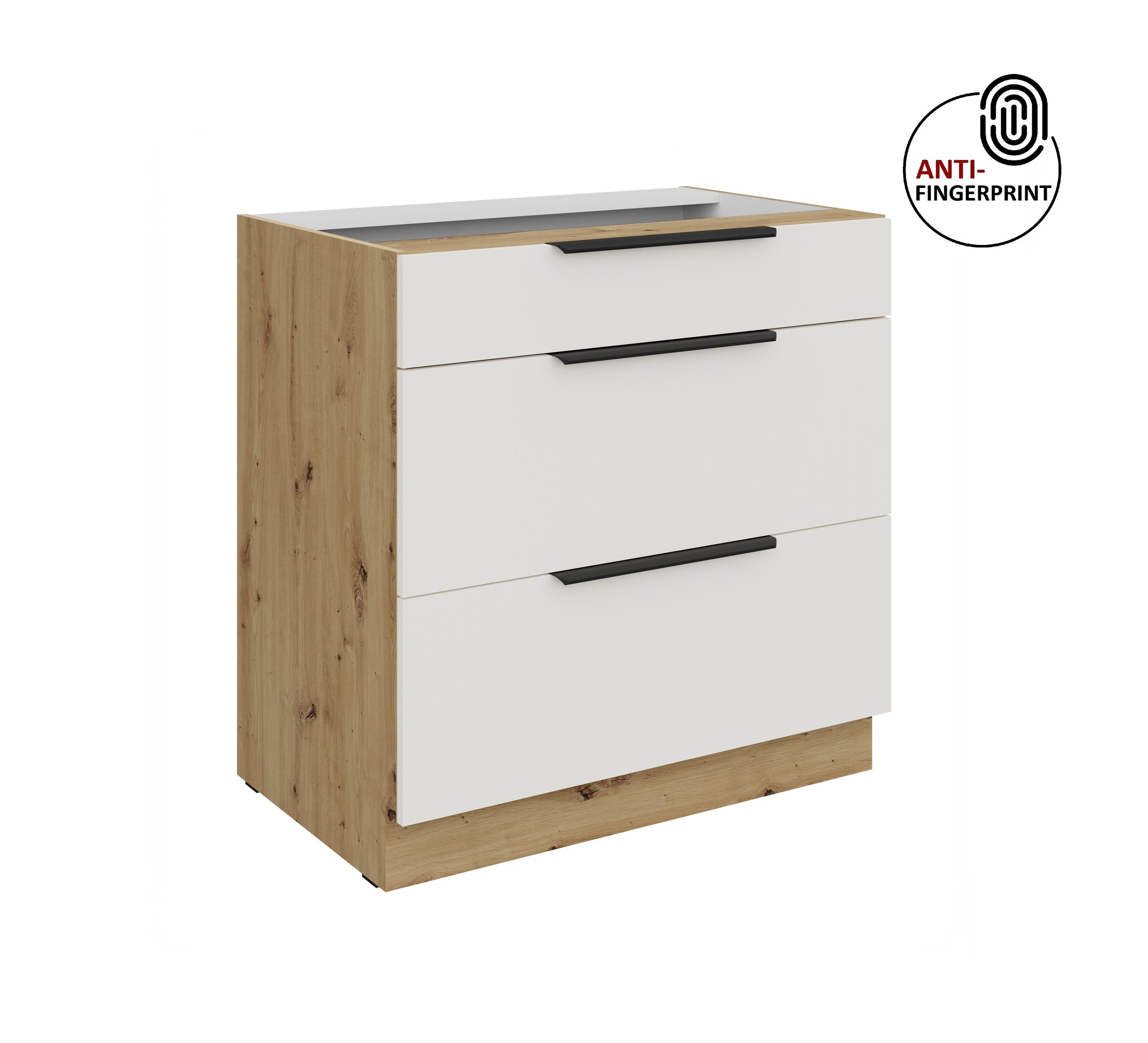 K&uuml;chen Unterschrank 80 K&uuml;che ARIA Weiss ultra matt Anti Fingerprint K&uuml;chenzeile 