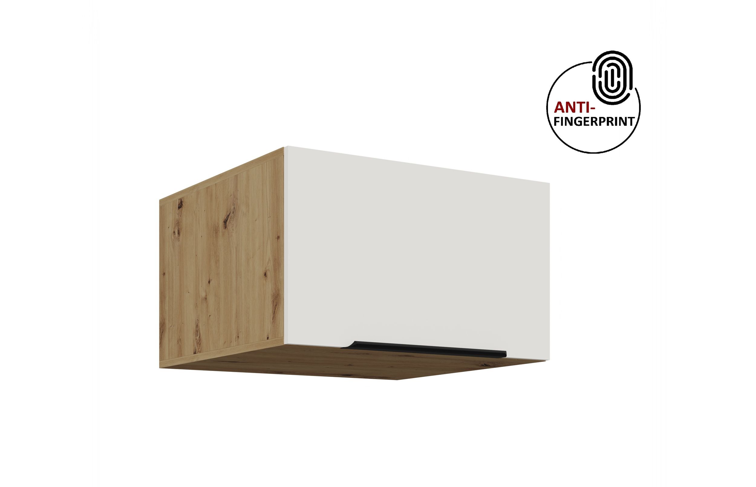 K&uuml;chen Aufsatzschrank 60 K&uuml;che ARIA Weiss + Eiche K&uuml;chenzeile Anti Fingerprint 