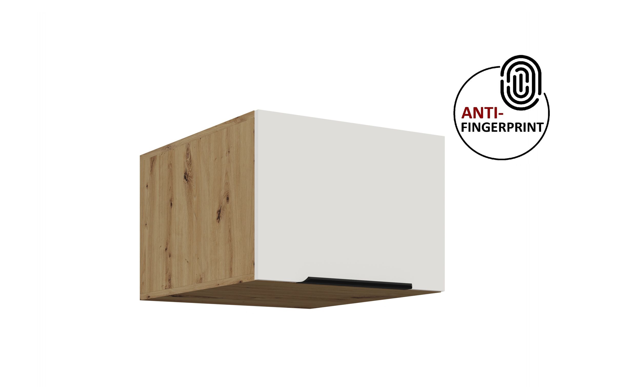 K&uuml;chen Aufsatzschrank 50 K&uuml;che ARIA Weiss + Eiche K&uuml;chenzeile Anti Fingerprint 