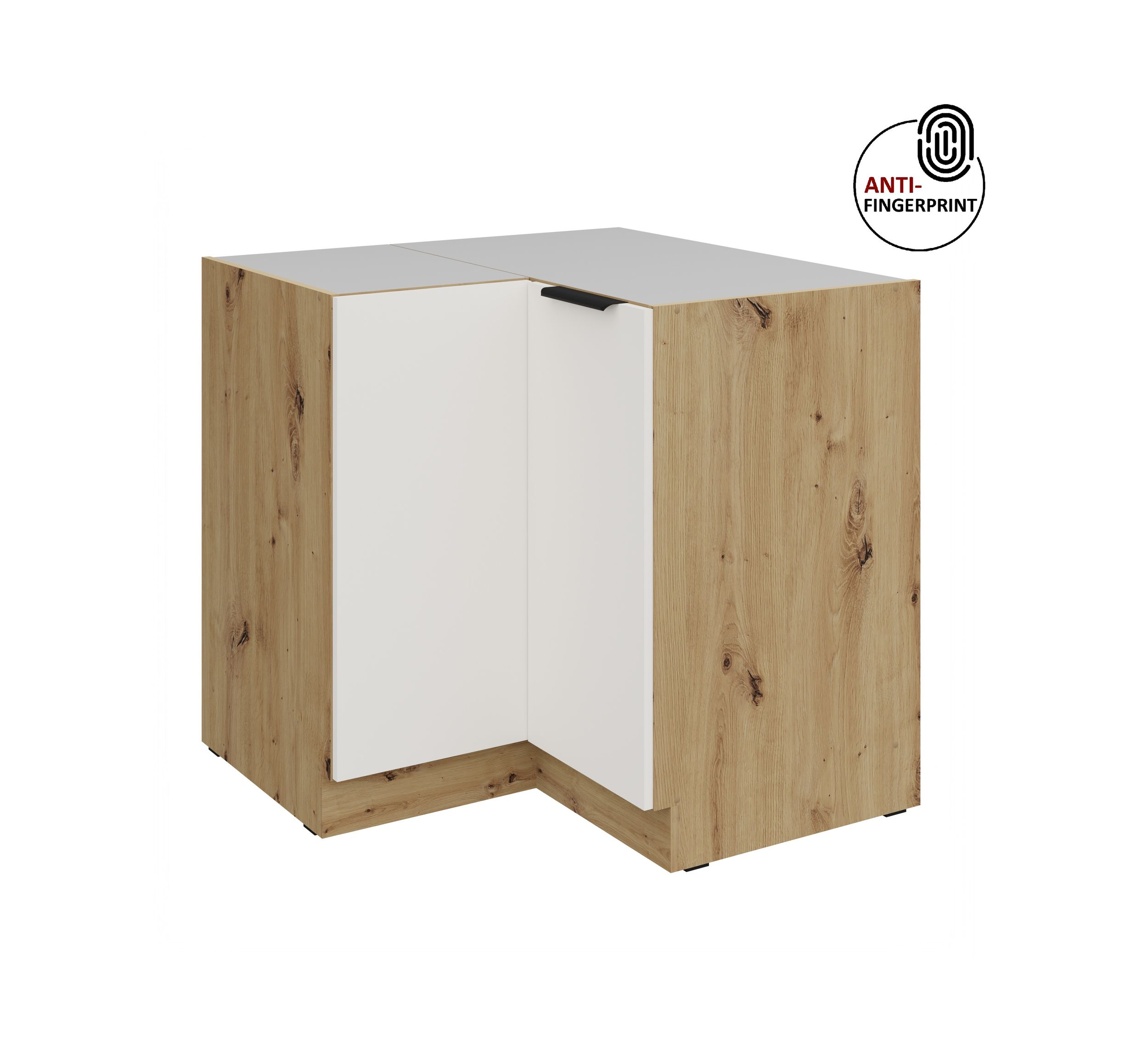 K&uuml;chen Eckschrank 90x90 K&uuml;che ARIA Weiss ultra matt Anti Fingerprint K&uuml;chenzeile 