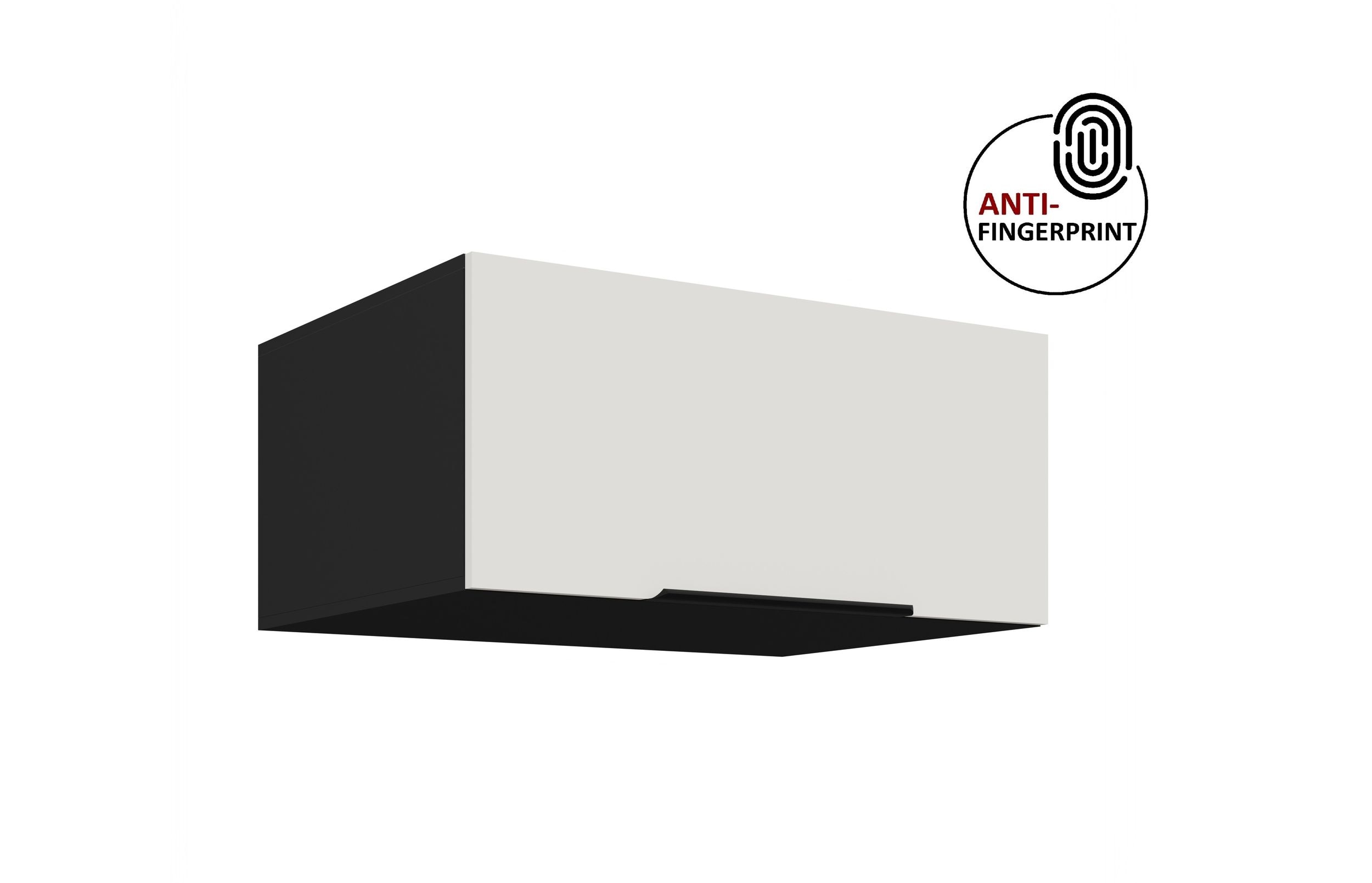 K&uuml;chen Aufsatzschrank 80 K&uuml;che ARIA Weiss + Schwarz K&uuml;chenzeile Anti Fingerprint 