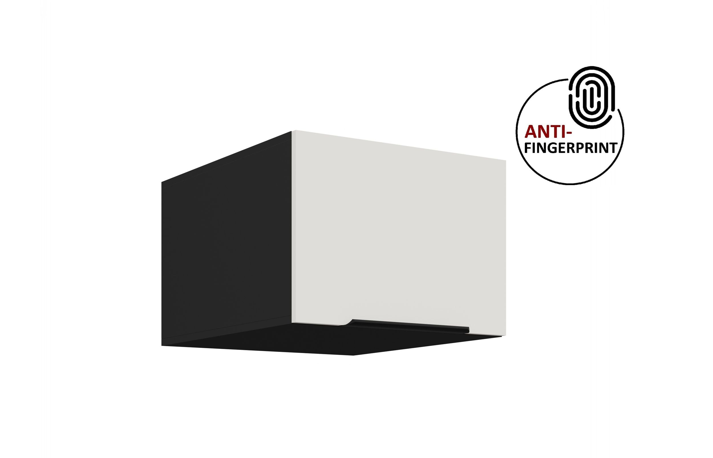 K&uuml;chen Aufsatzschrank 50 K&uuml;che ARIA Weiss + Schwarz K&uuml;chenzeile Anti Fingerprint 