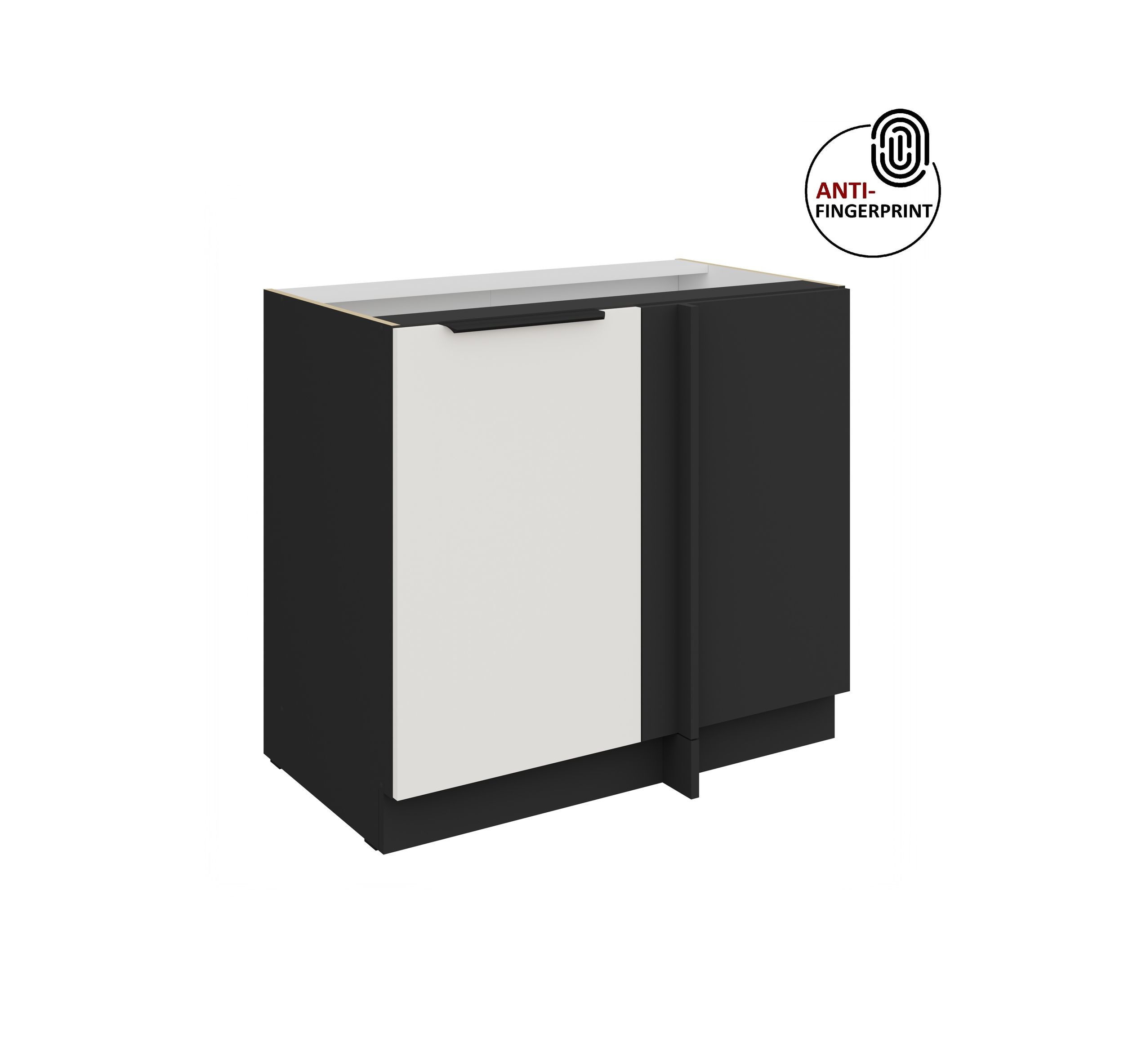 K&uuml;chen Eckschrank 105cm K&uuml;che ARIA Weiss ultra matt Anti Fingerprint K&uuml;chenzeile 