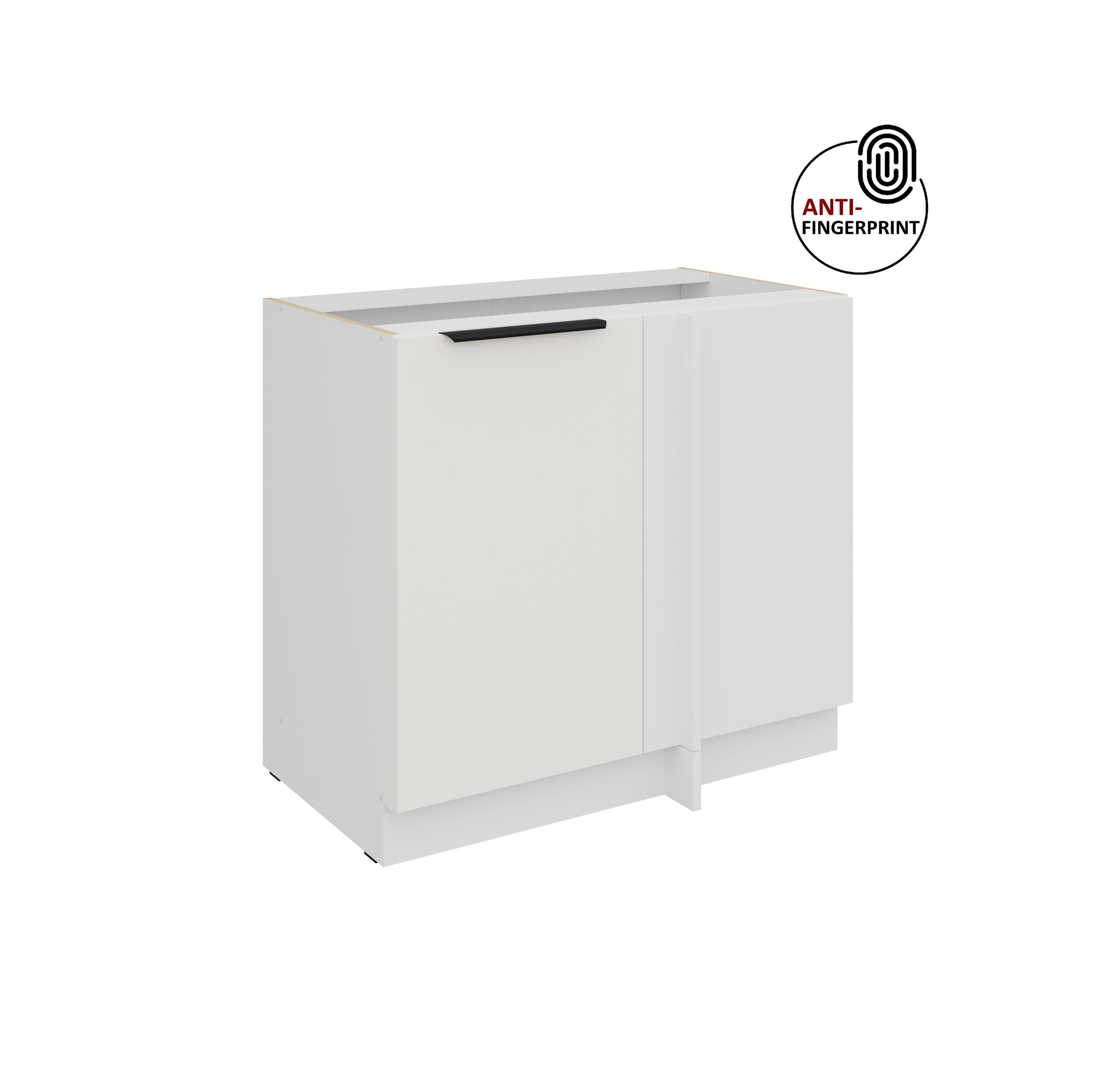 K&uuml;chen Eckschrank 105cm K&uuml;che ARIA Weiss ultra matt Anti Fingerprint K&uuml;chenzeile 