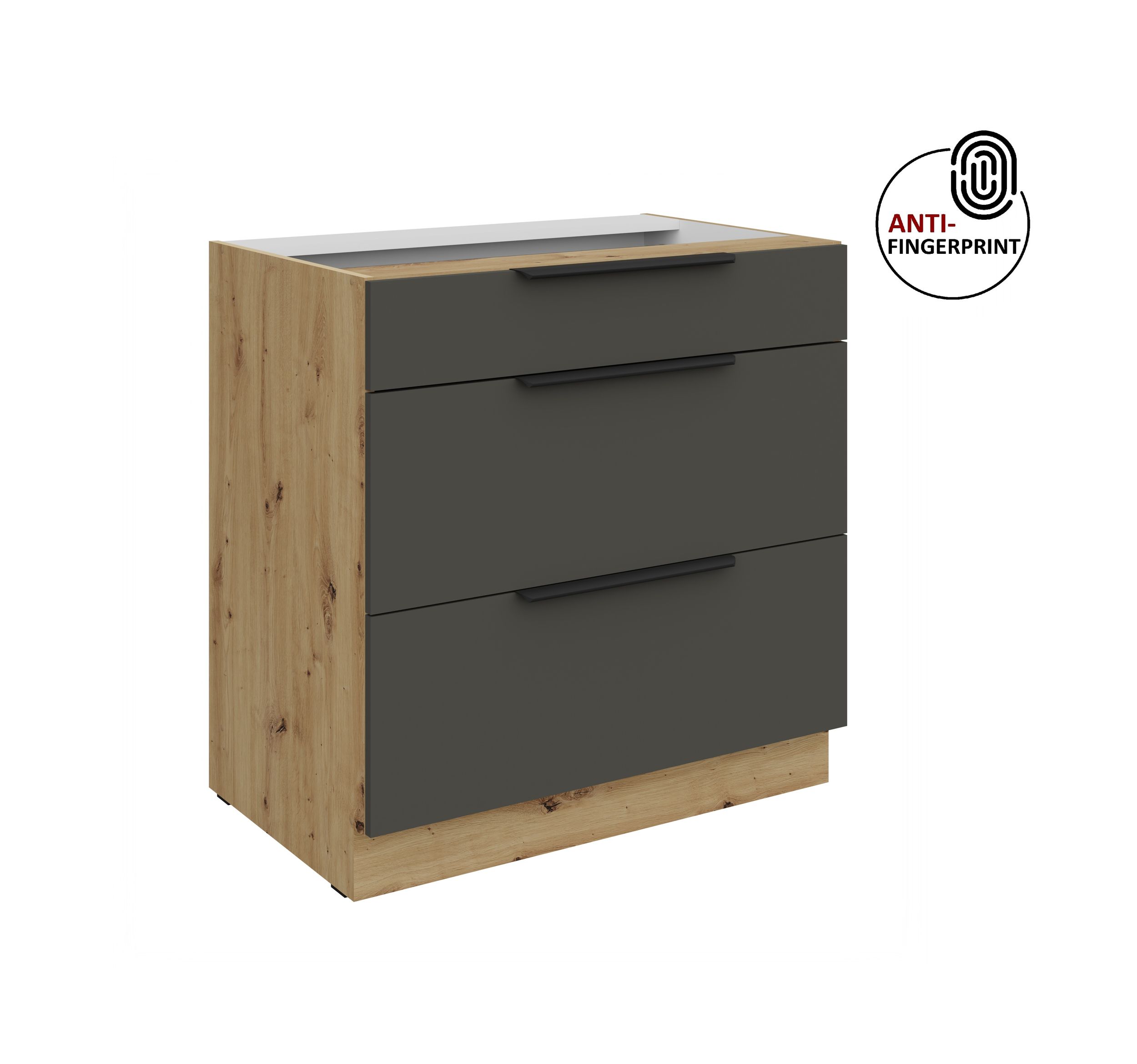 K&uuml;chen Unterschrank 80 K&uuml;che ARIA Graphite matt Anti Fingerprint K&uuml;chenzeile 