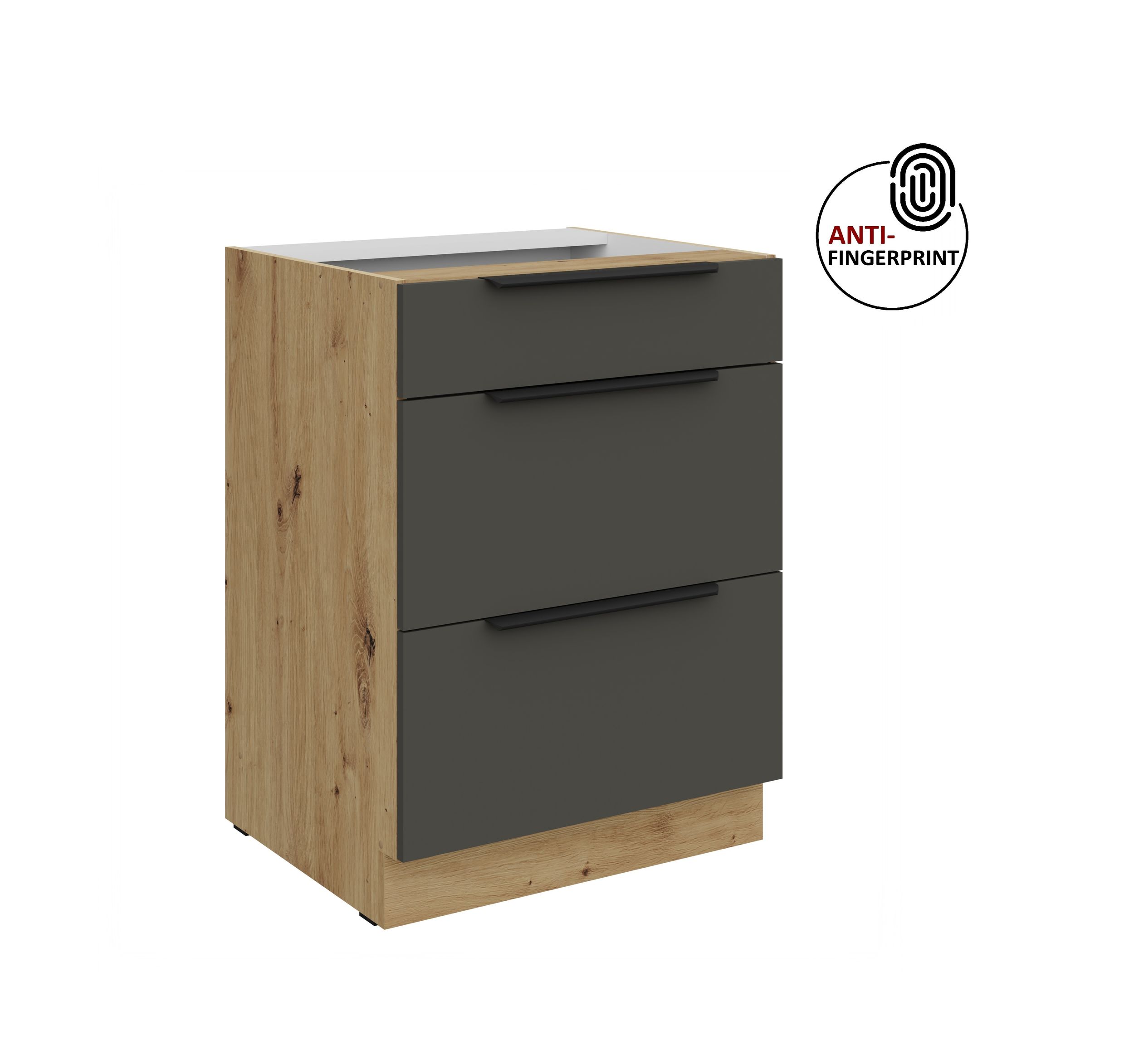 K&uuml;chen Unterschrank 60 K&uuml;che ARIA Graphite matt Anti Fingerprint K&uuml;chenzeile 