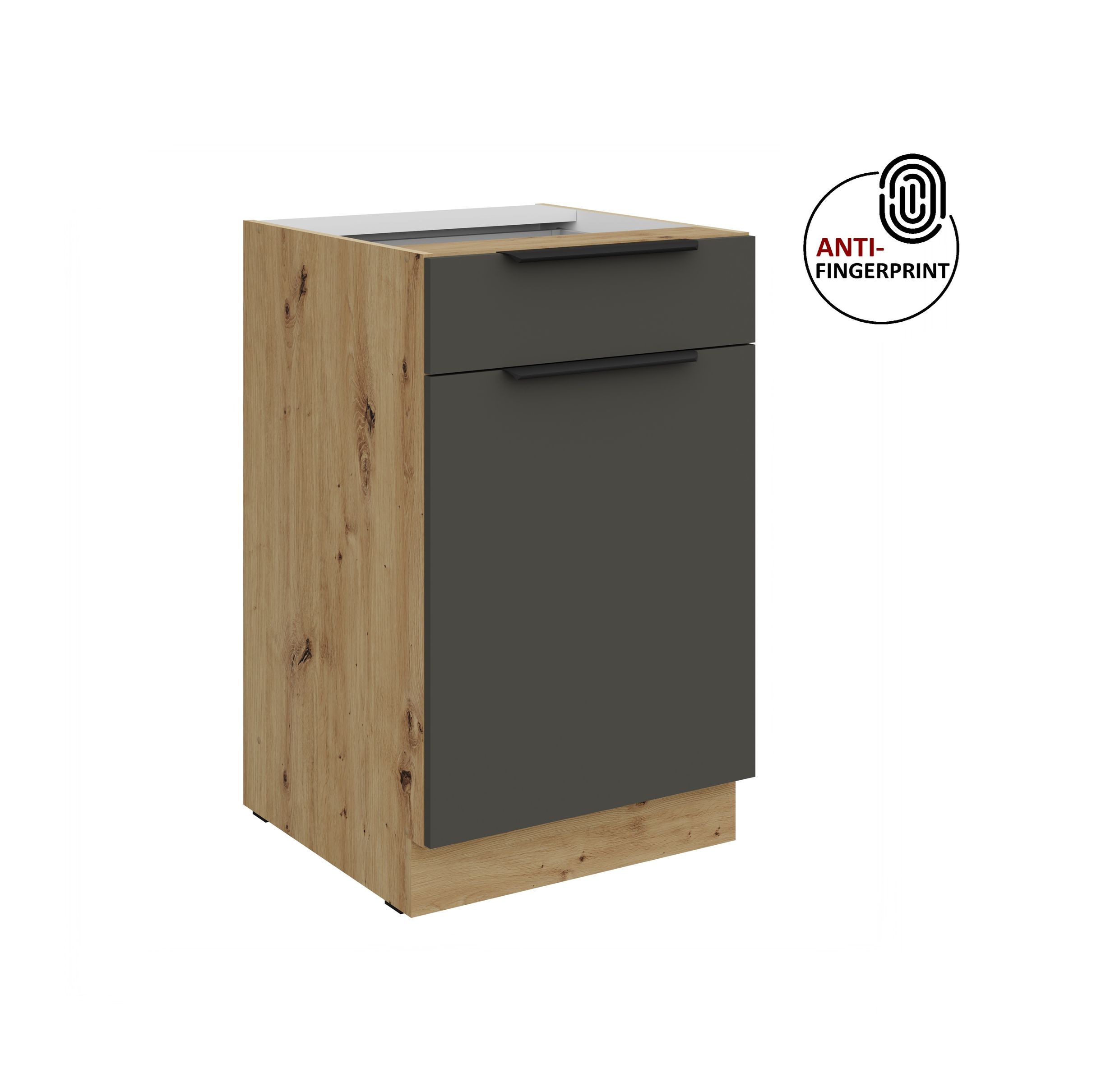 K&uuml;chen Unterschrank 50 K&uuml;che ARIA Graphite matt Anti Fingerprint K&uuml;chenzeile 