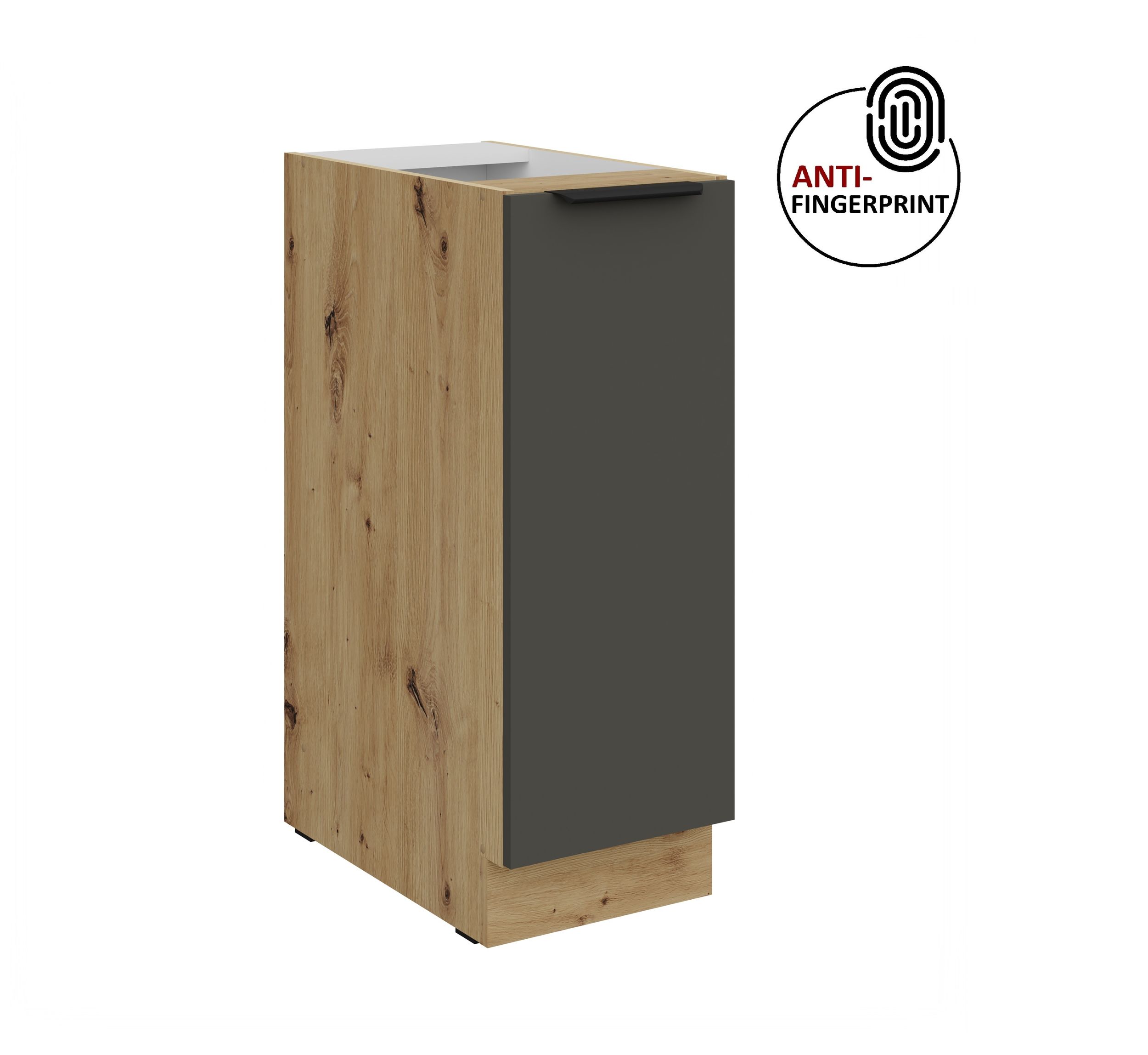 K&uuml;chen Unterschrank Schrankauszug 30 K&uuml;che ARIA Graphite matt Anti Fingerprint 